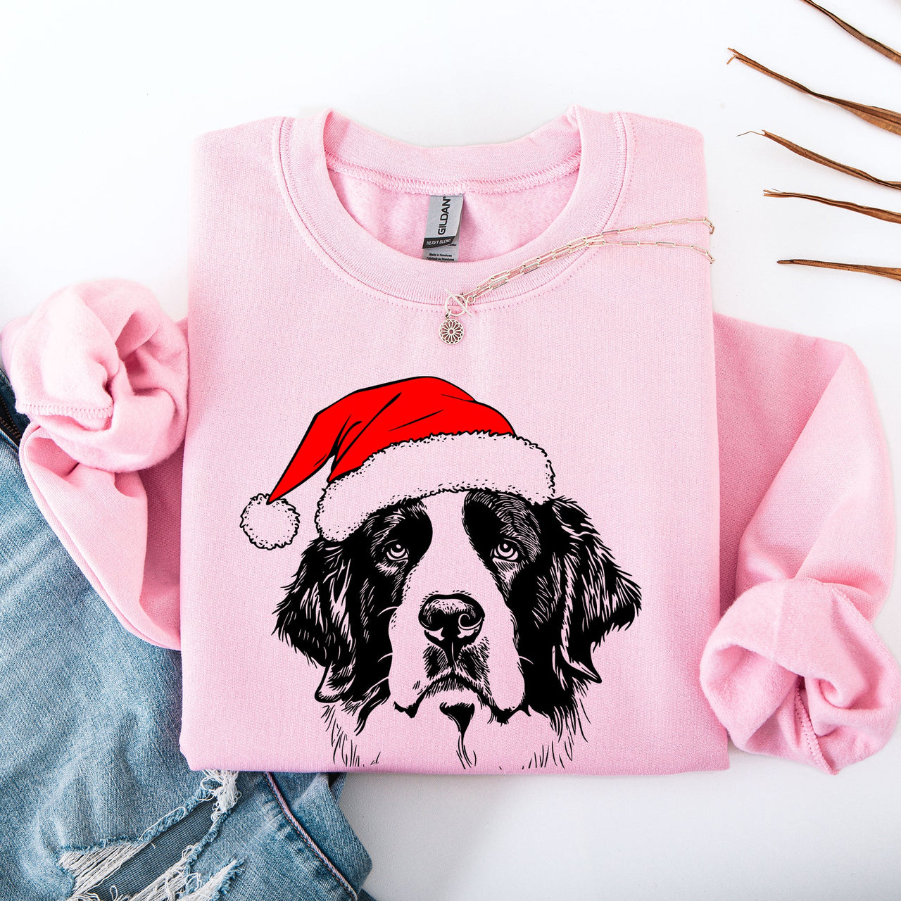 Saint Bernard Santa Christmas Paws Dog Lover Holiday Spirit Cozy Seasonal Sweatshirt