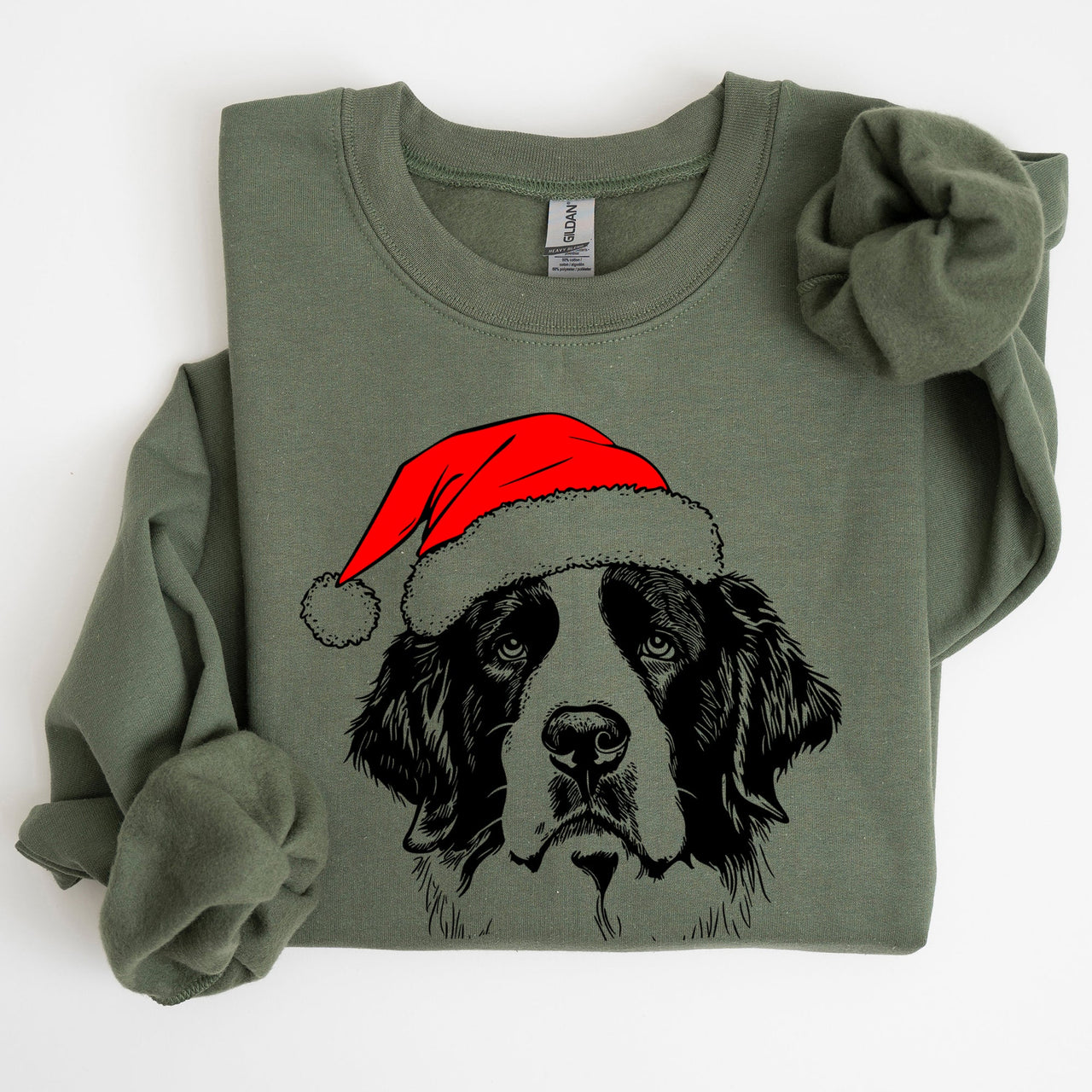 Saint Bernard Santa Christmas Paws Dog Lover Holiday Spirit Cozy Seasonal Sweatshirt