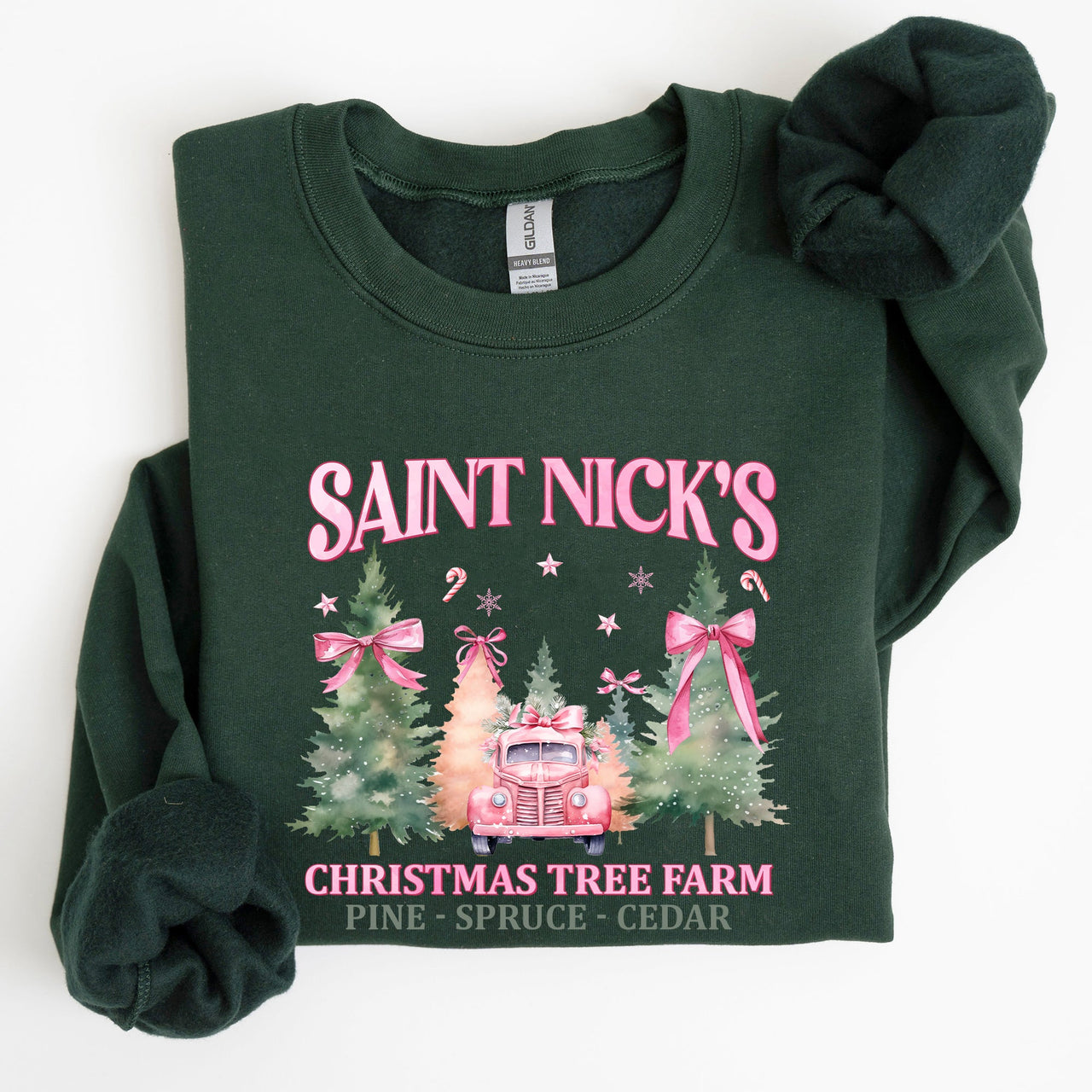 Saint Nick's Christmas Tree Farm Retro Winter Santa Snow Xmas Seasonal Sweatshirt