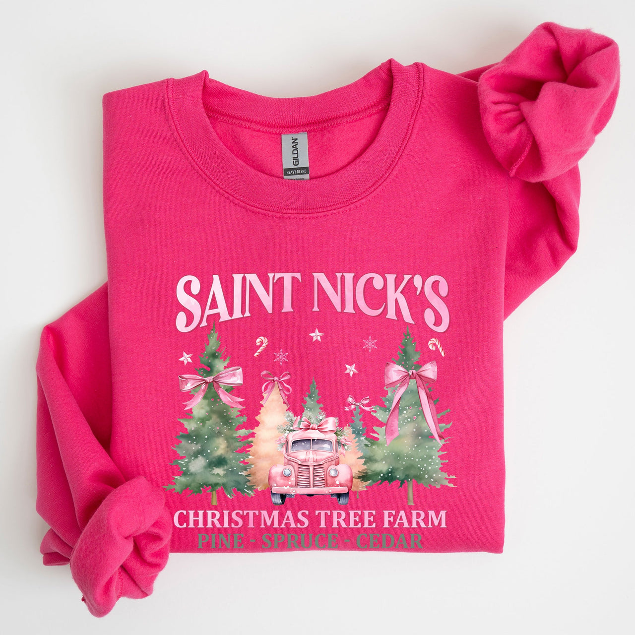 Saint Nick's Christmas Tree Farm Retro Winter Santa Snow Xmas Seasonal Sweatshirt