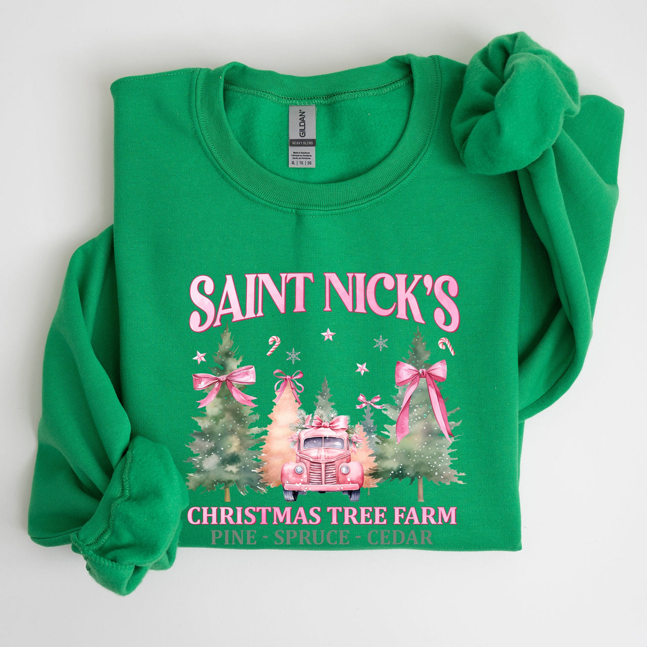 Saint Nick's Christmas Tree Farm Retro Winter Santa Snow Xmas Seasonal Sweatshirt