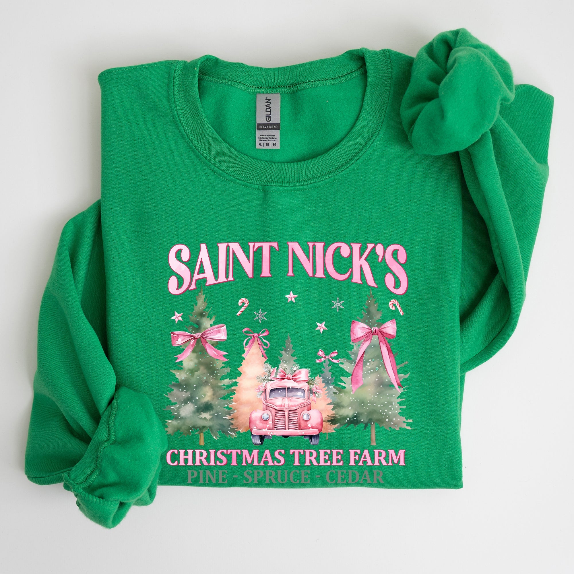 Saint Nick's Christmas Tree Farm Retro Winter Santa Snow Xmas Seasonal Sweatshirt