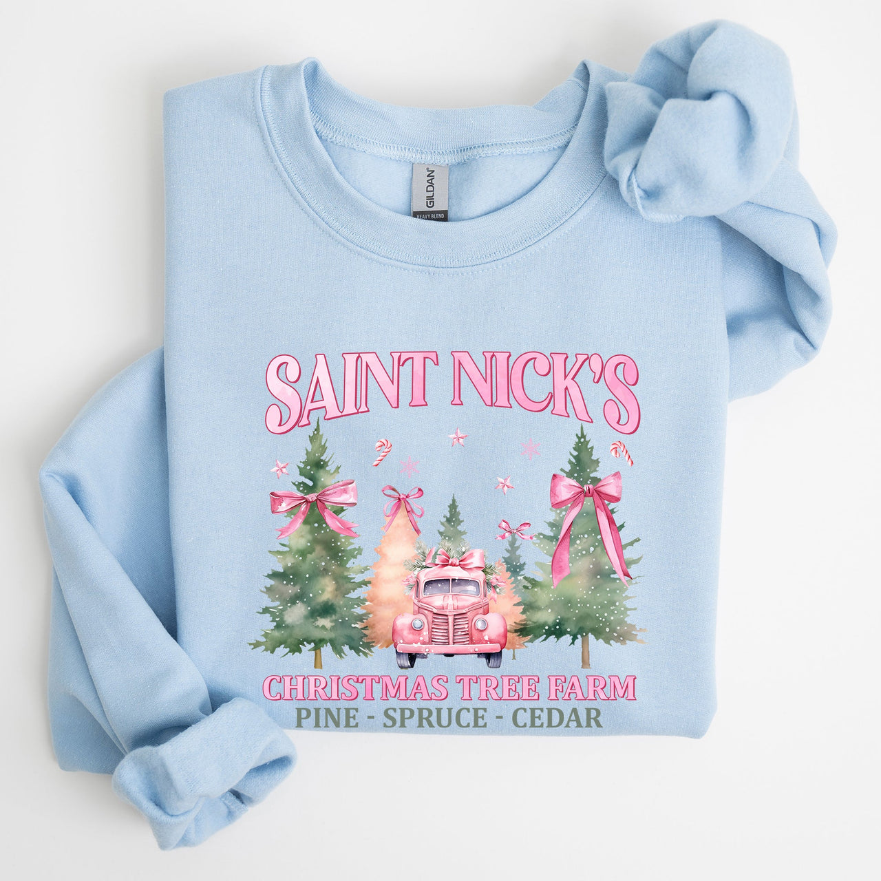 Saint Nick's Christmas Tree Farm Retro Winter Santa Snow Xmas Seasonal Sweatshirt
