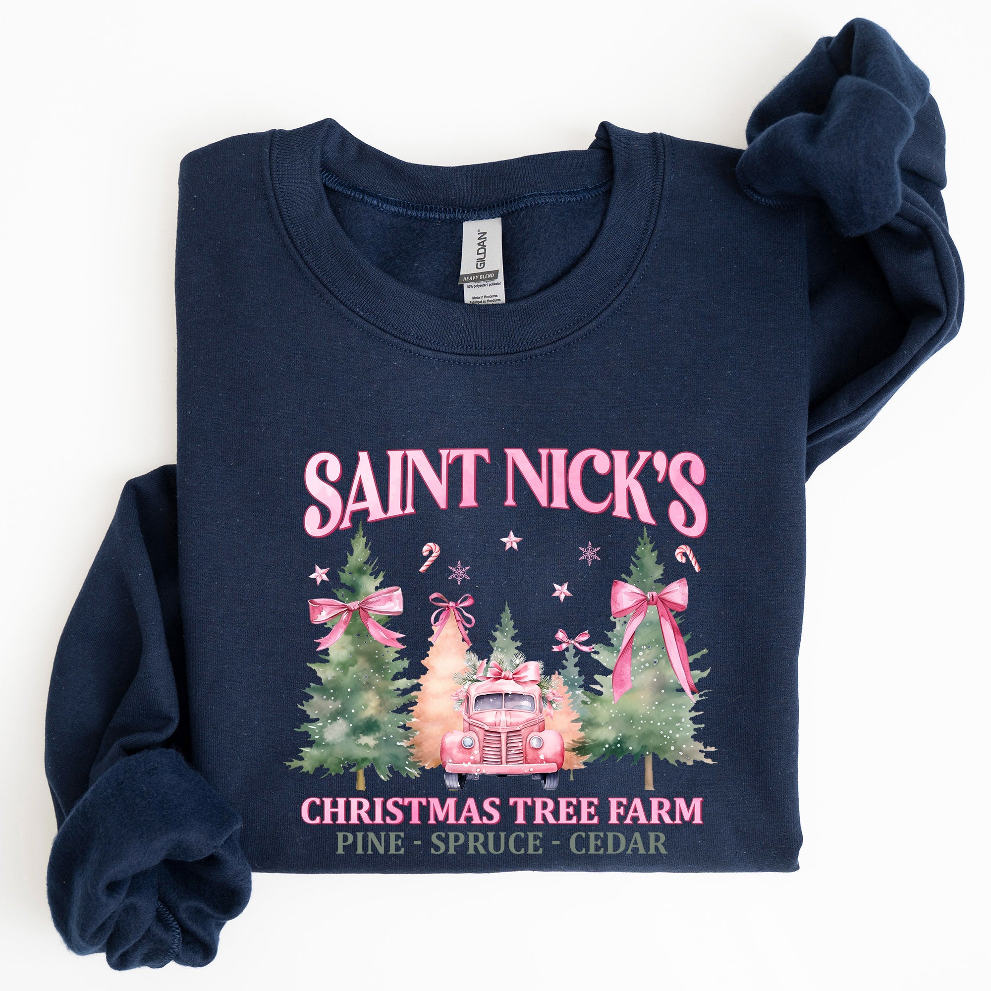 Saint Nick's Christmas Tree Farm Retro Winter Santa Snow Xmas Seasonal Sweatshirt