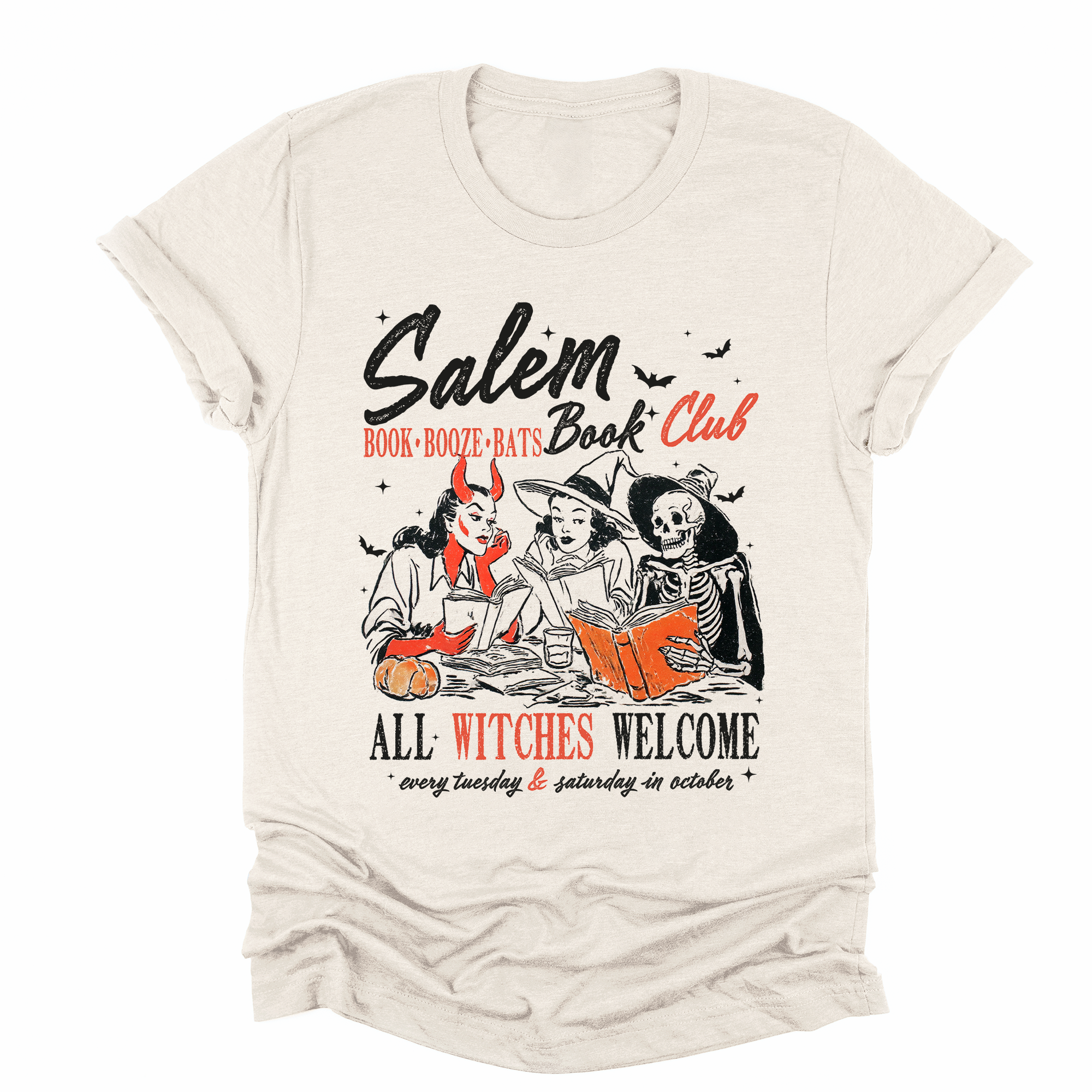 Salem Book Club All Witches Welcome Bookish Halloween Cozy Night In Reading Graphic Tee