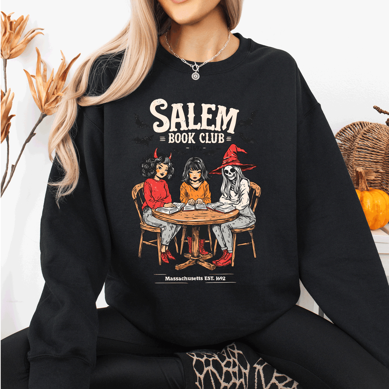 Salem Book Club Halloween Reading Library BookTok Inspired Vintage Cozy Sweatshirt