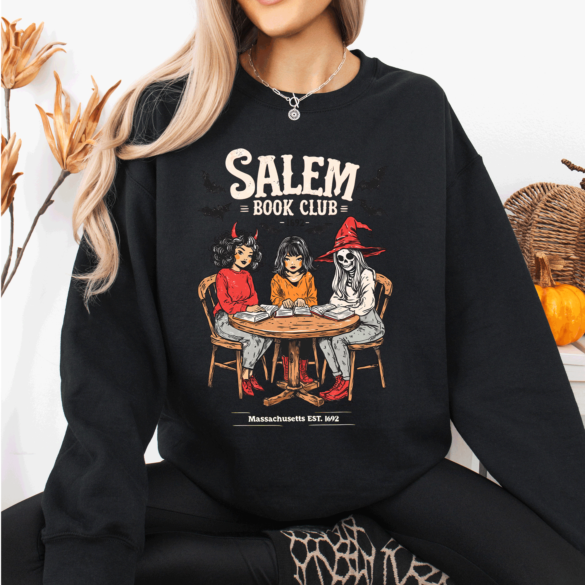 Salem Book Club Halloween Reading Library BookTok Inspired Vintage Cozy Sweatshirt