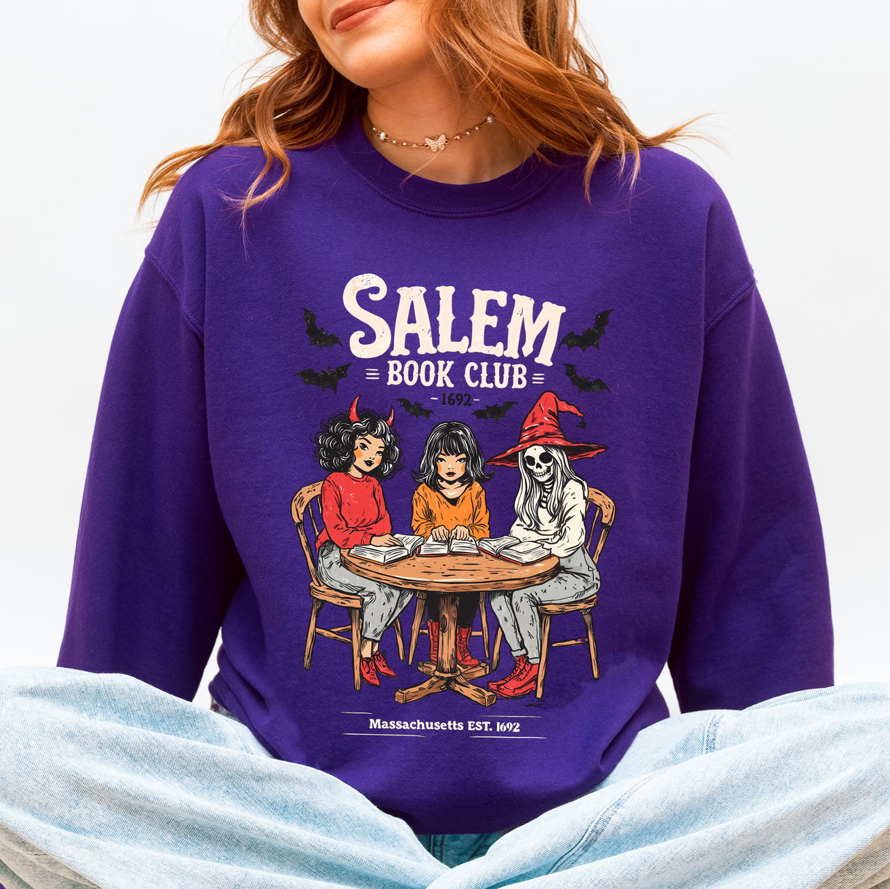 Salem Book Club Halloween Reading Library BookTok Inspired Vintage Cozy Sweatshirt