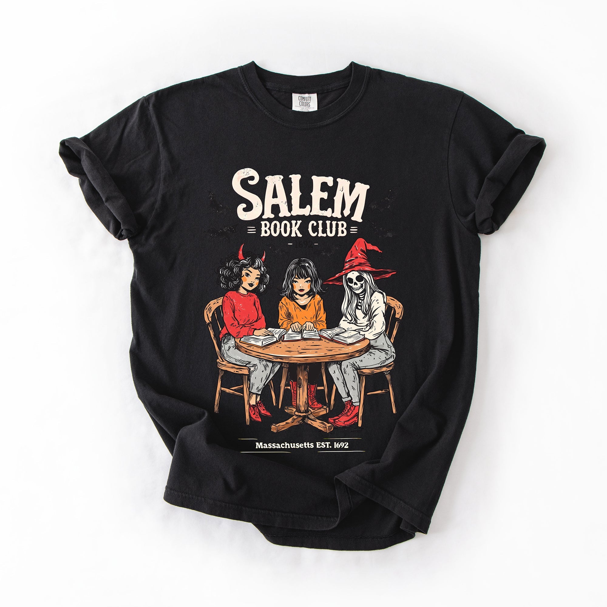 Salem Book Club Cat Retro Halloween Reading Library BookTok Edition Comfort Colors Tee