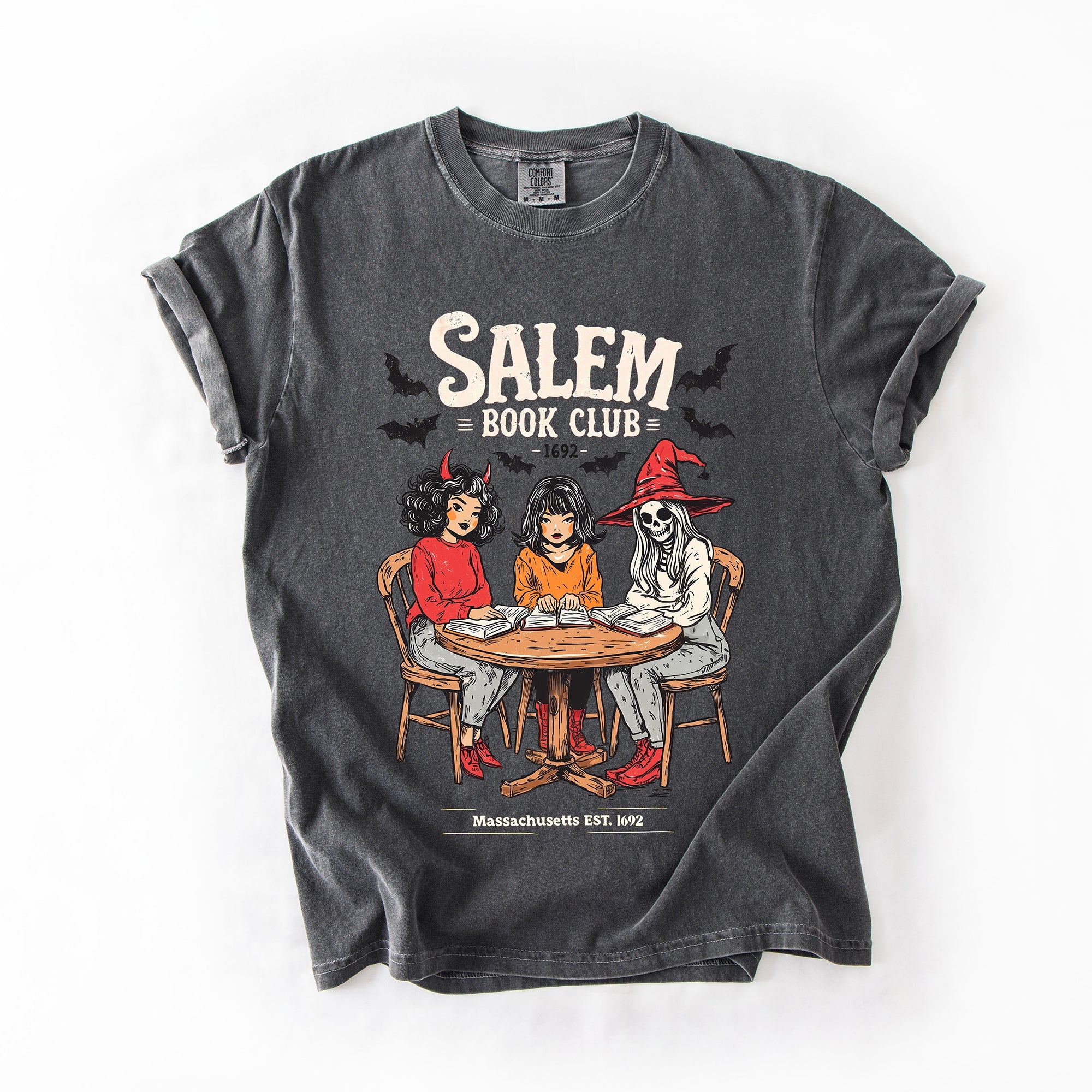 Salem Book Club Cat Retro Halloween Reading Library BookTok Edition Comfort Colors Tee