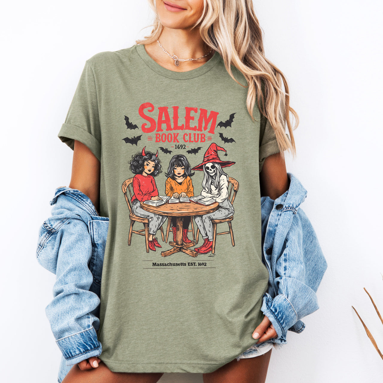 Salem Book Club Halloween Reading Library Edition BookTok Inspired Retro Cover Art Graphic Tee
