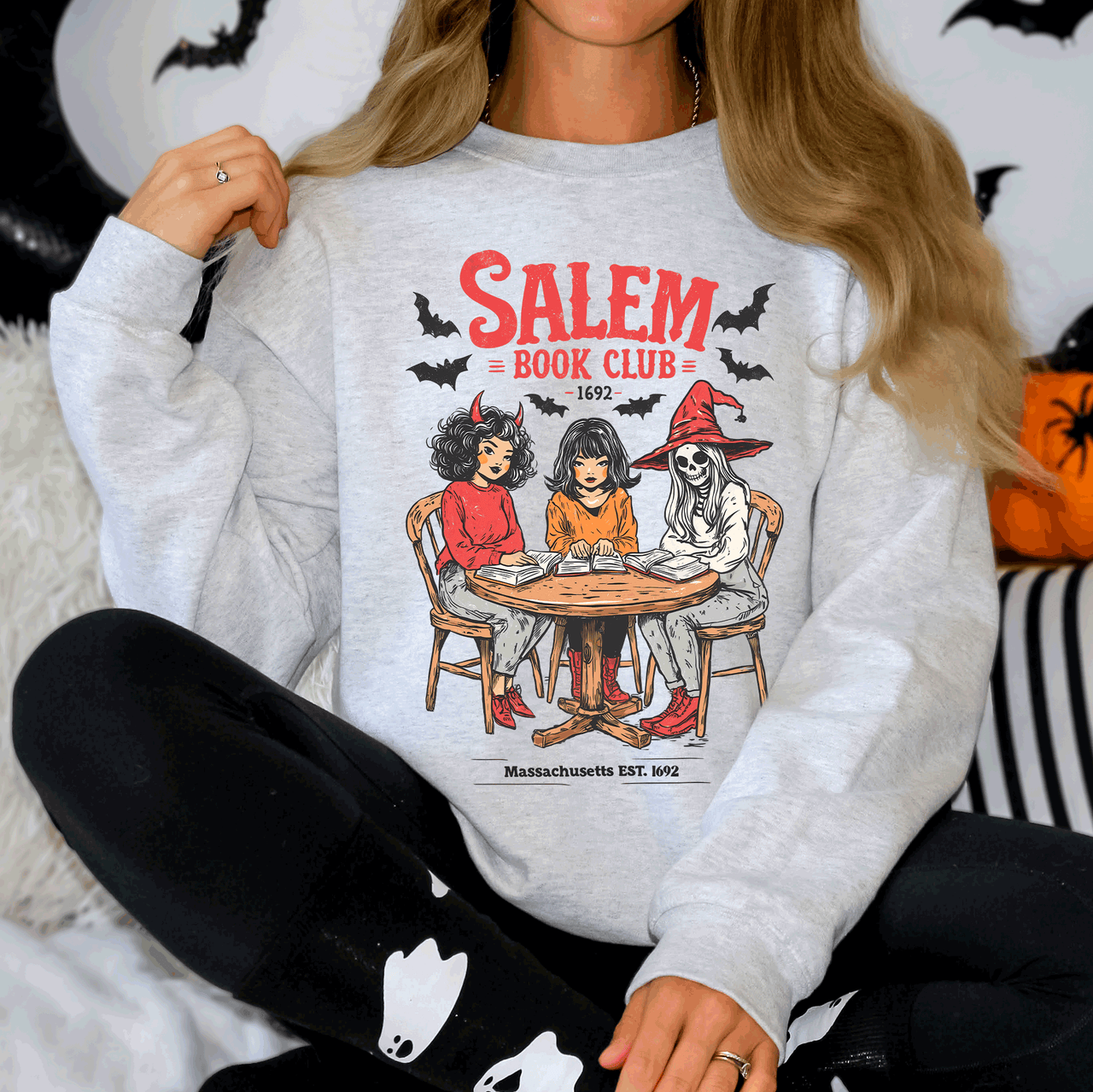 Salem Book Club Halloween Reading Library BookTok Inspired Vintage Cozy Sweatshirt