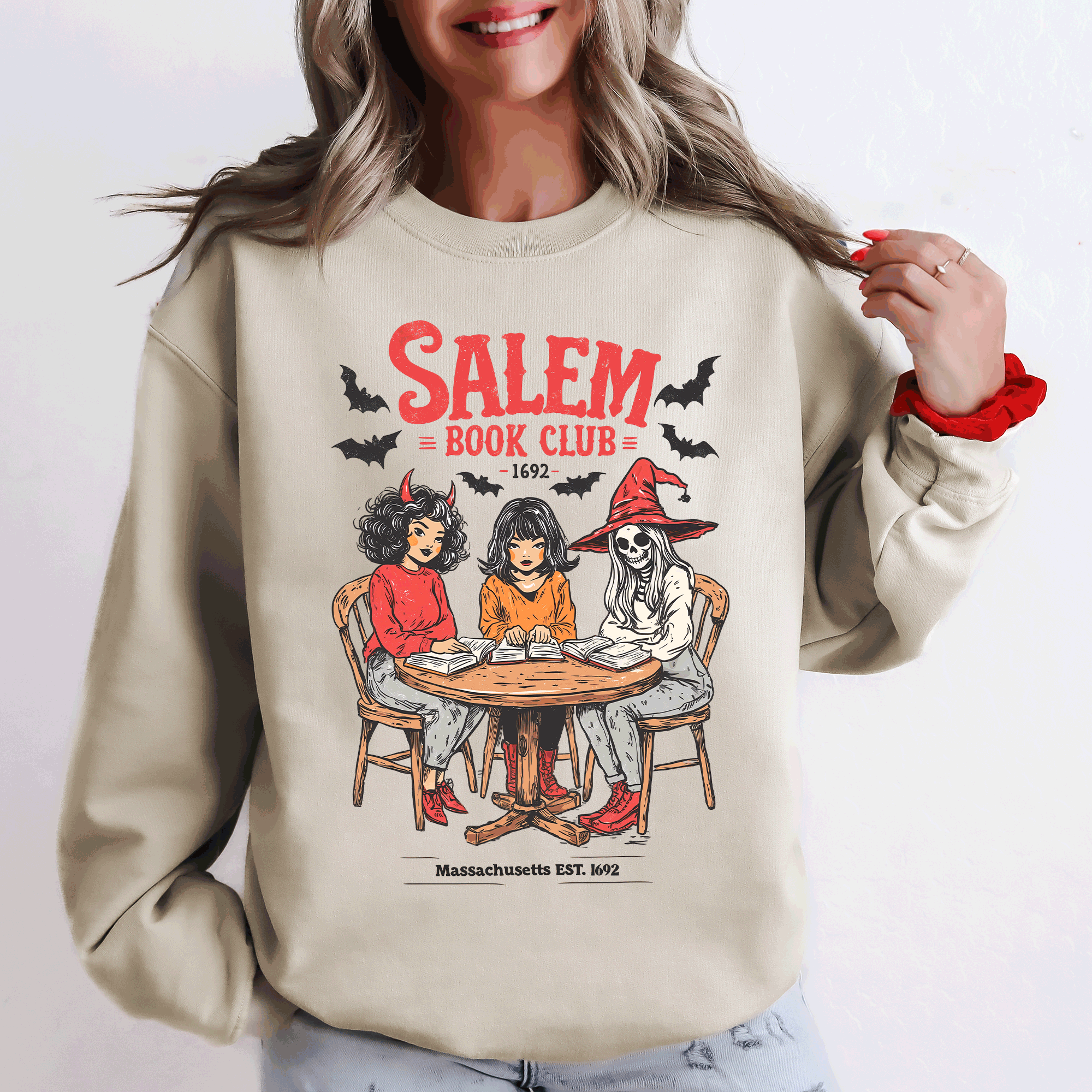 Salem Book Club Halloween Reading Library BookTok Inspired Vintage Cozy Sweatshirt