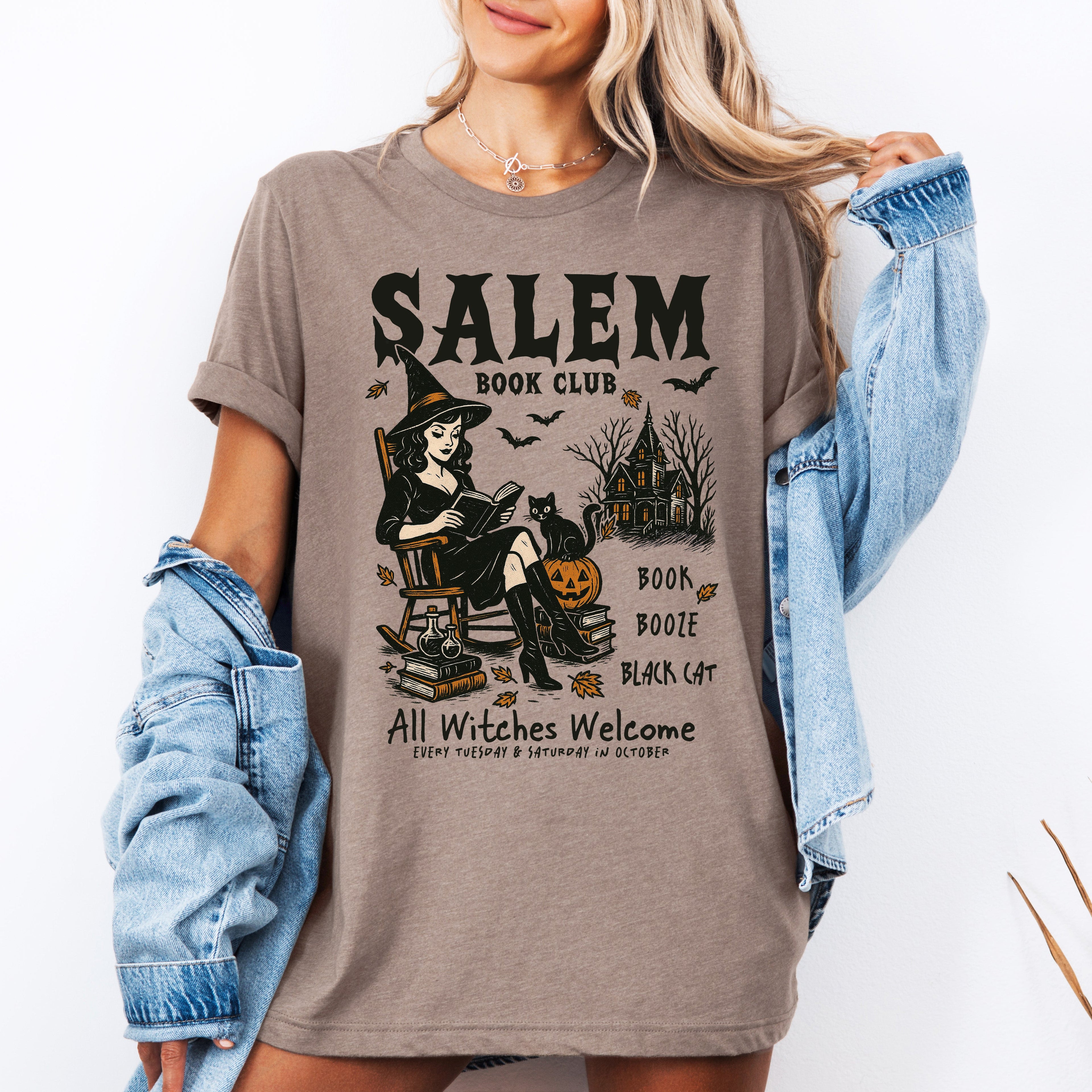 Salem Book Club Rocking Chair Retro Vintage Halloween Reading Books Classic Graphic Tee