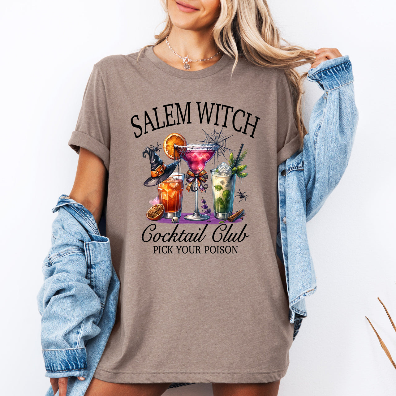 Salem Witch Cocktail Club Graphic Tee For Halloween Parties And Cocktail Lovers Everywhere