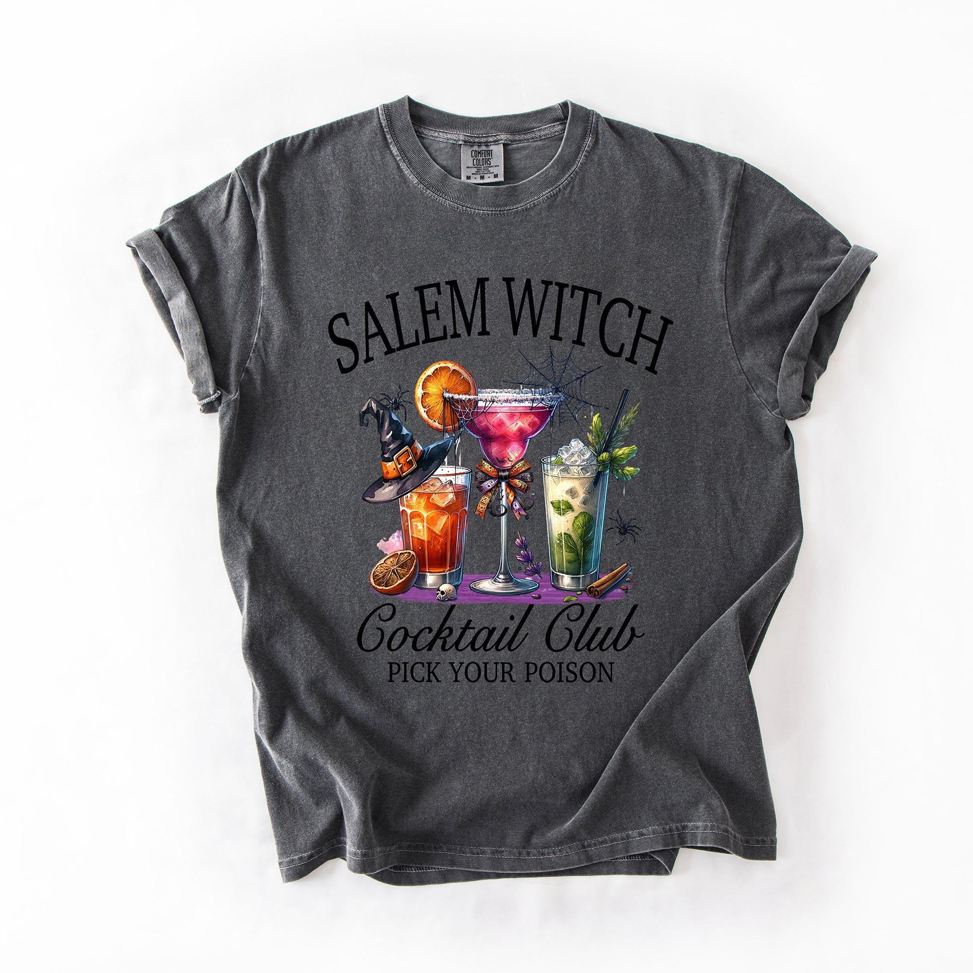 Salem Witch Cocktail Club Funny Halloween Drinks Party Limited Edition Comfort Colors Tee