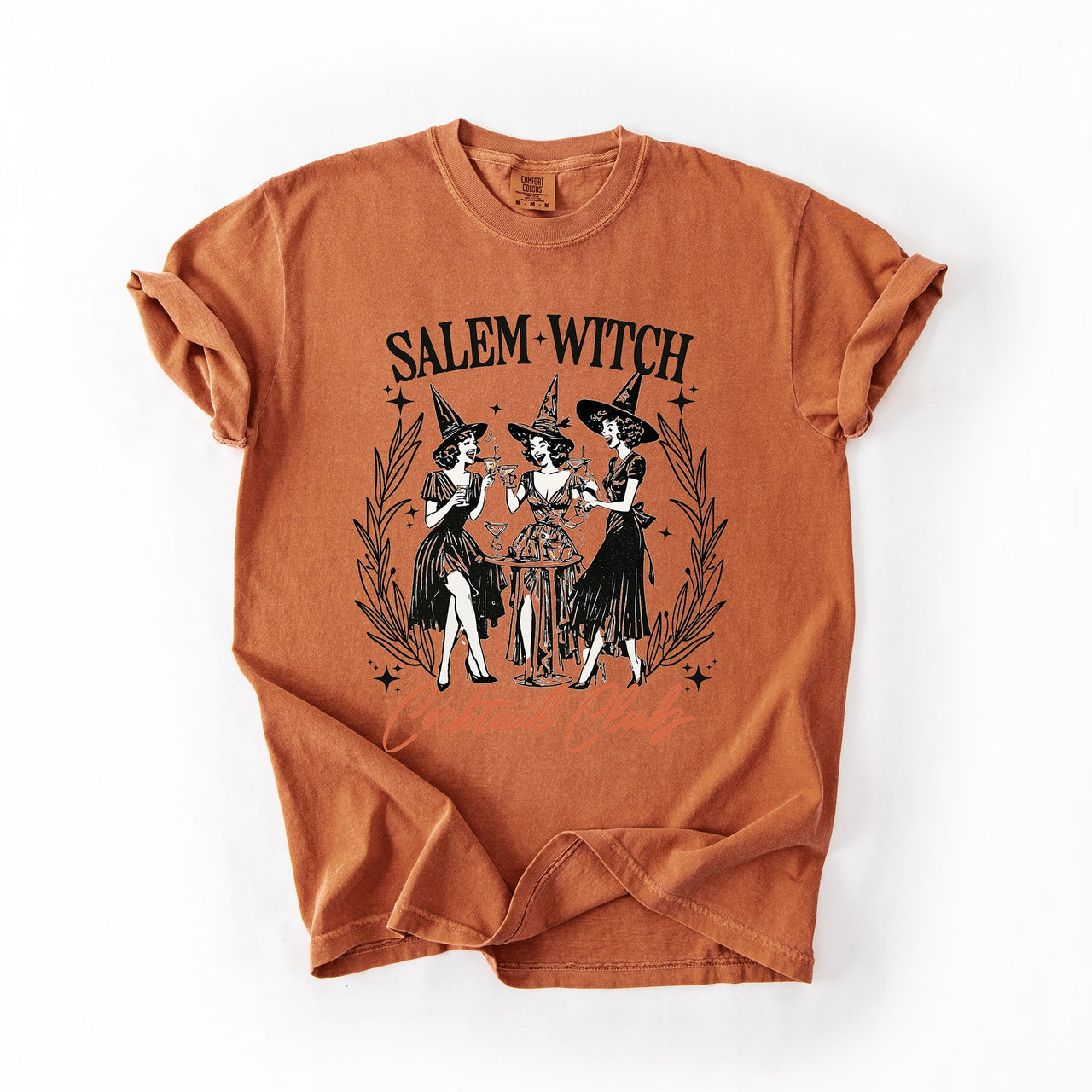 Salem Witch Cocktail Club All Hallows Eve Spooky Halloween Spirits Celebration Comfort Colors Tee