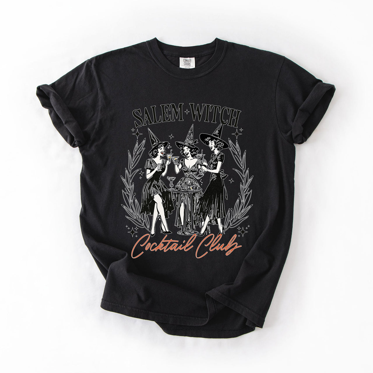 Salem Witch Cocktail Club All Hallows Eve Spooky Halloween Spirits Celebration Comfort Colors Tee