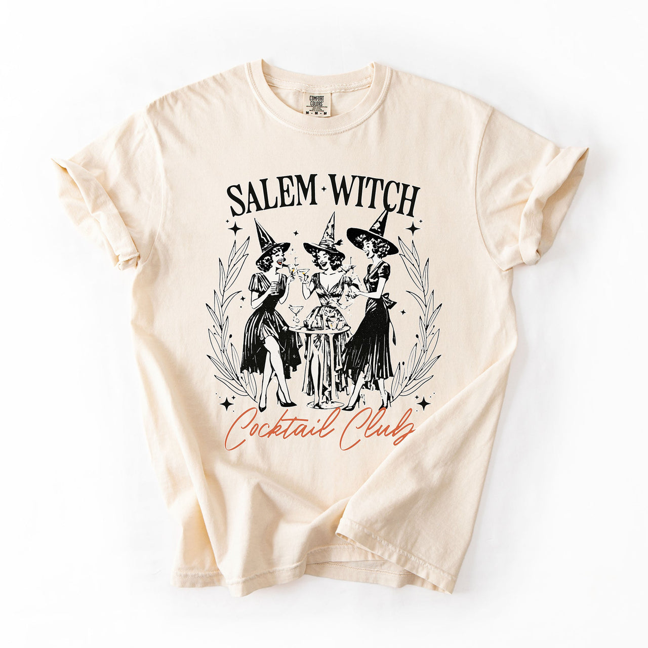 Salem Witch Cocktail Club All Hallows Eve Spooky Halloween Spirits Celebration Comfort Colors Tee