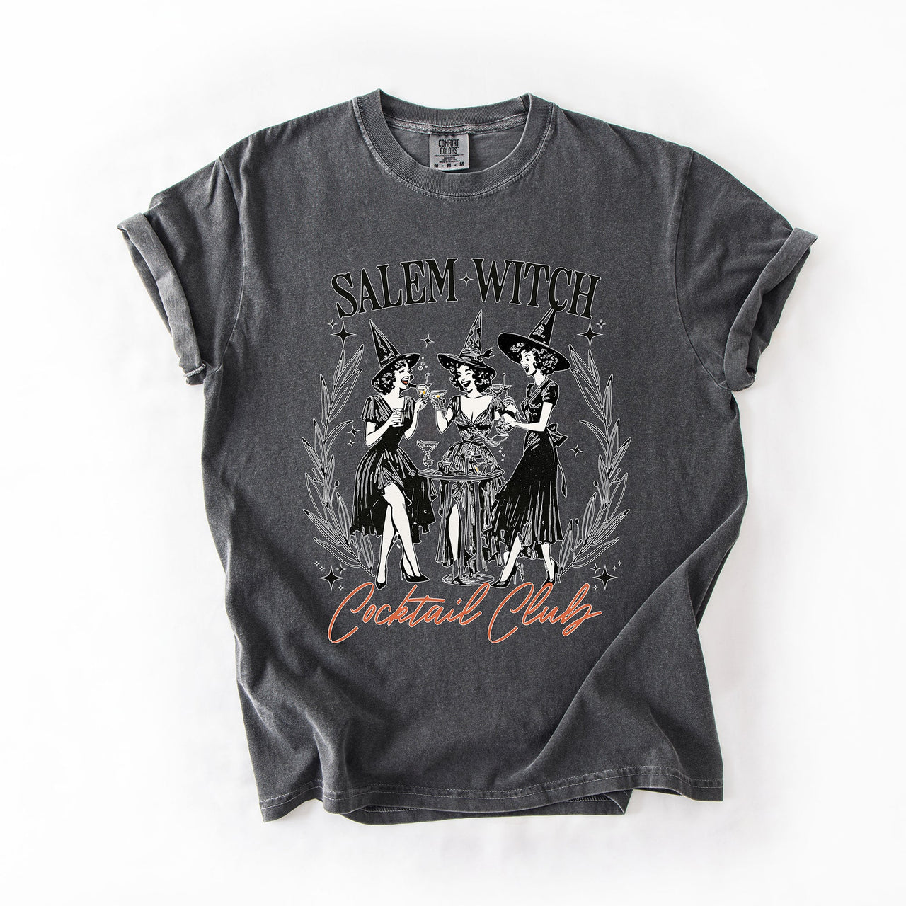 Salem Witch Cocktail Club All Hallows Eve Spooky Halloween Spirits Celebration Comfort Colors Tee