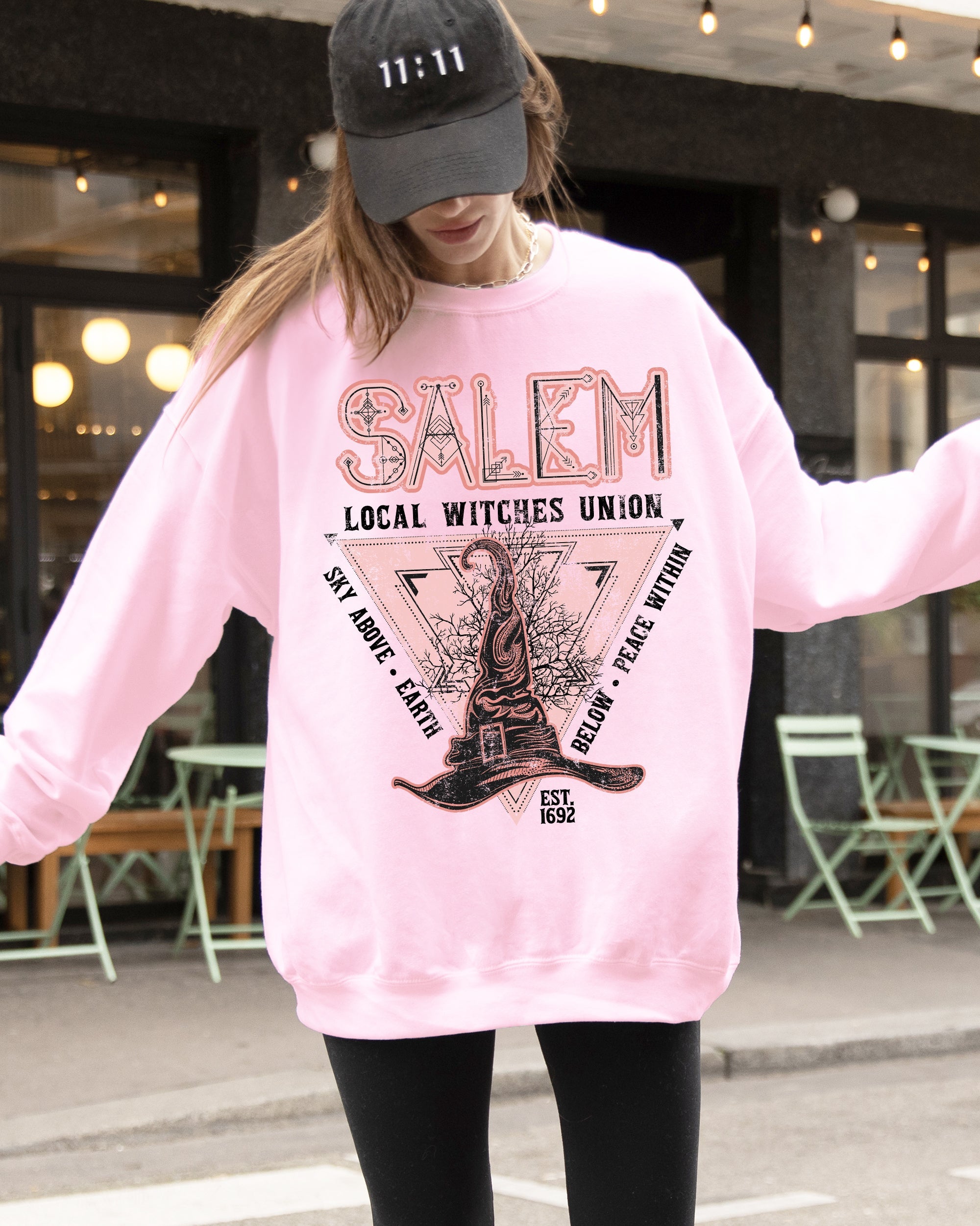 Salem Witches Union 1692 Halloween Sky Above Earth Below Peace Within Local Witch Union Sweatshirt