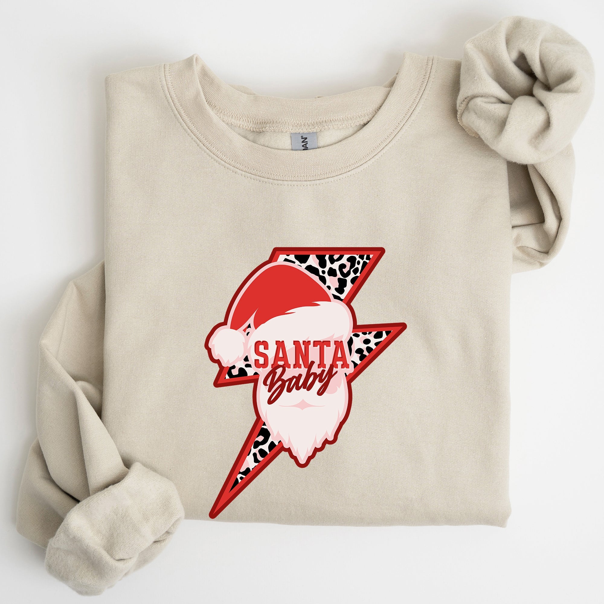 Santa Baby Lightning Bolt Christmas Retro Rock And Roll Spirit Vintage Sweatshirt
