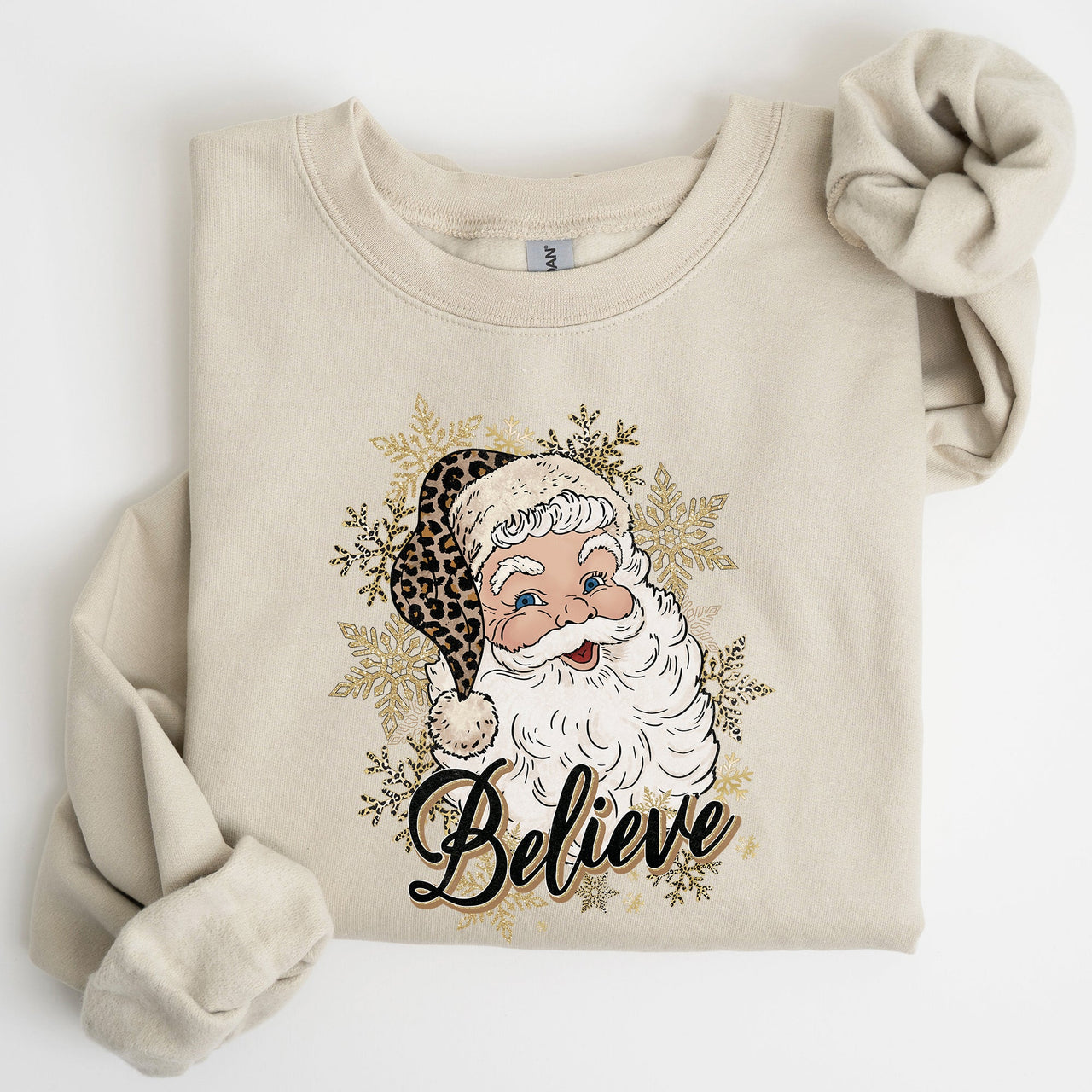 Santa Believe Retro Snowflakes Christmas Winter Snow Xmas Holiday Edition Sweatshirt