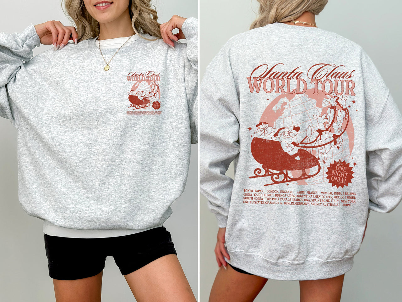 Santa Claus World Tour Christmas Sleigh Reindeer Magic Winter Holiday Tour Edition Sweatshirt