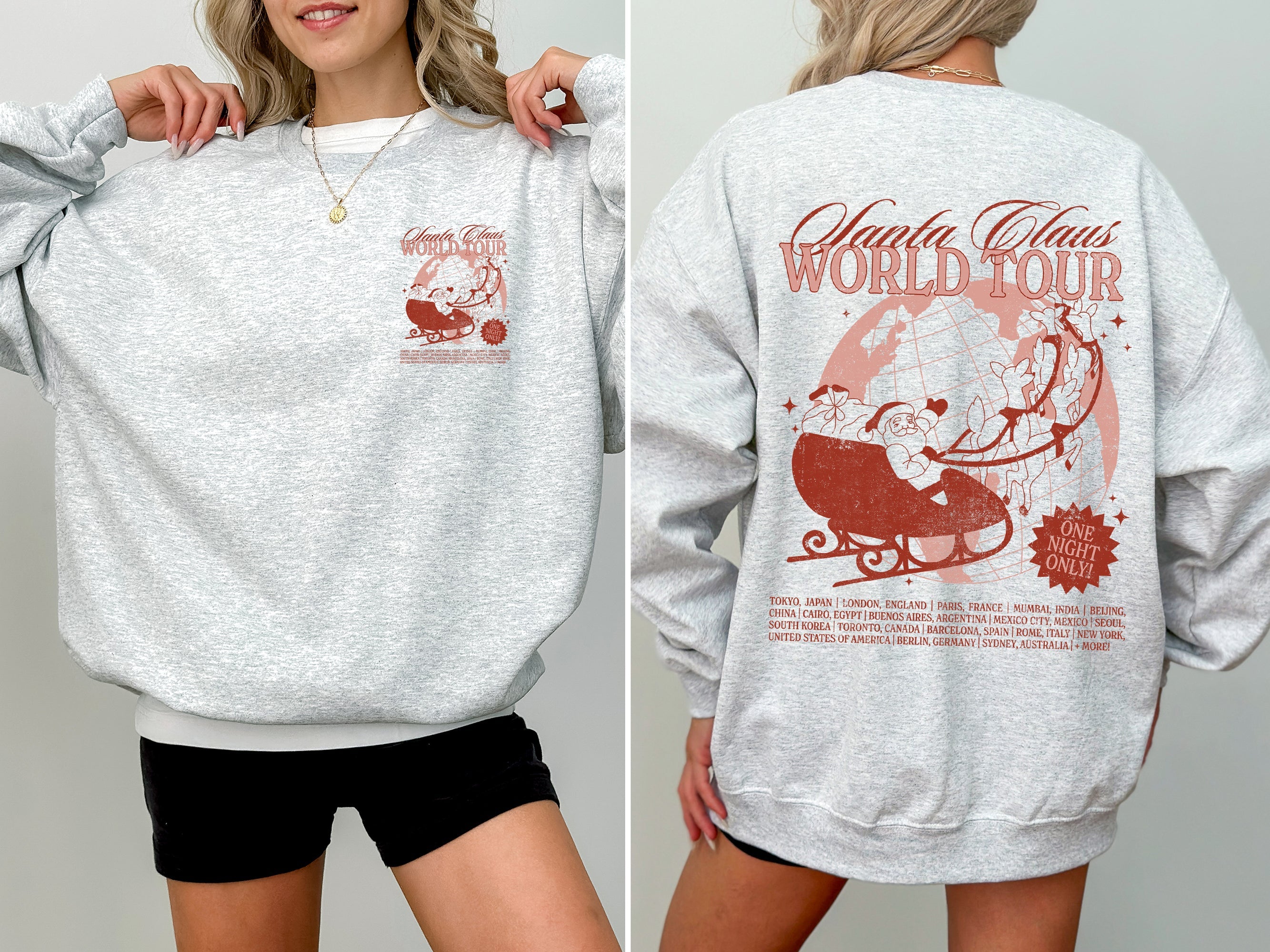 Santa Claus World Tour Christmas Sleigh Reindeer Magic Winter Holiday Tour Edition Sweatshirt