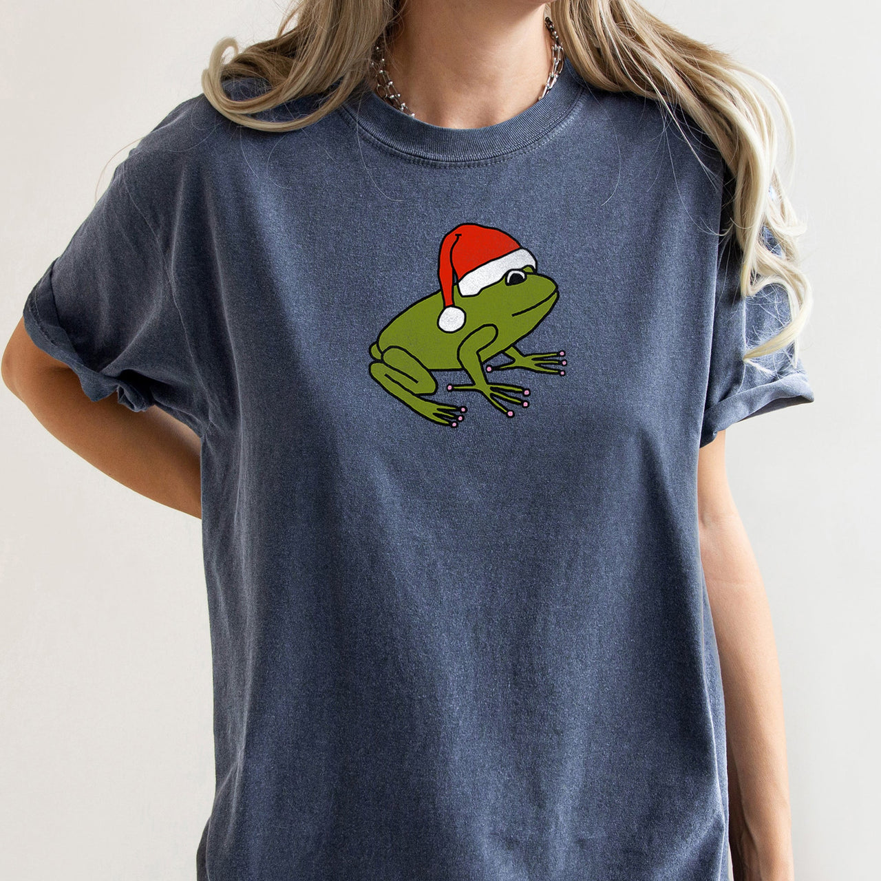 Santa Frog Christmas Retro Toad Holiday Edition Classic Cartoon Style Comfort Colors Tee