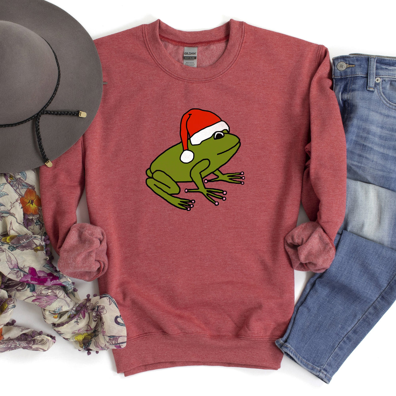Santa Frog Christmas Retro Toad Vintage Cartoon Illustration Festive Holiday Cozy Sweatshirt