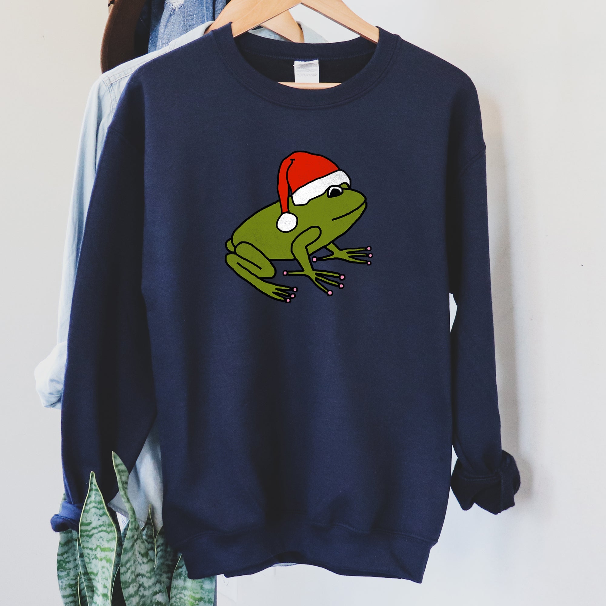 Santa Frog Christmas Retro Toad Vintage Cartoon Illustration Festive Holiday Cozy Sweatshirt