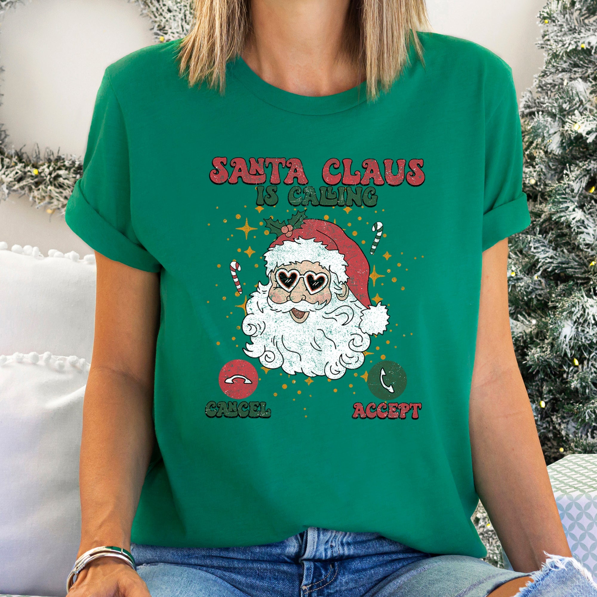 Santa Is Calling From The North Pole With Smartphone Icons And Christmas Cheer Edition Graphic Tee