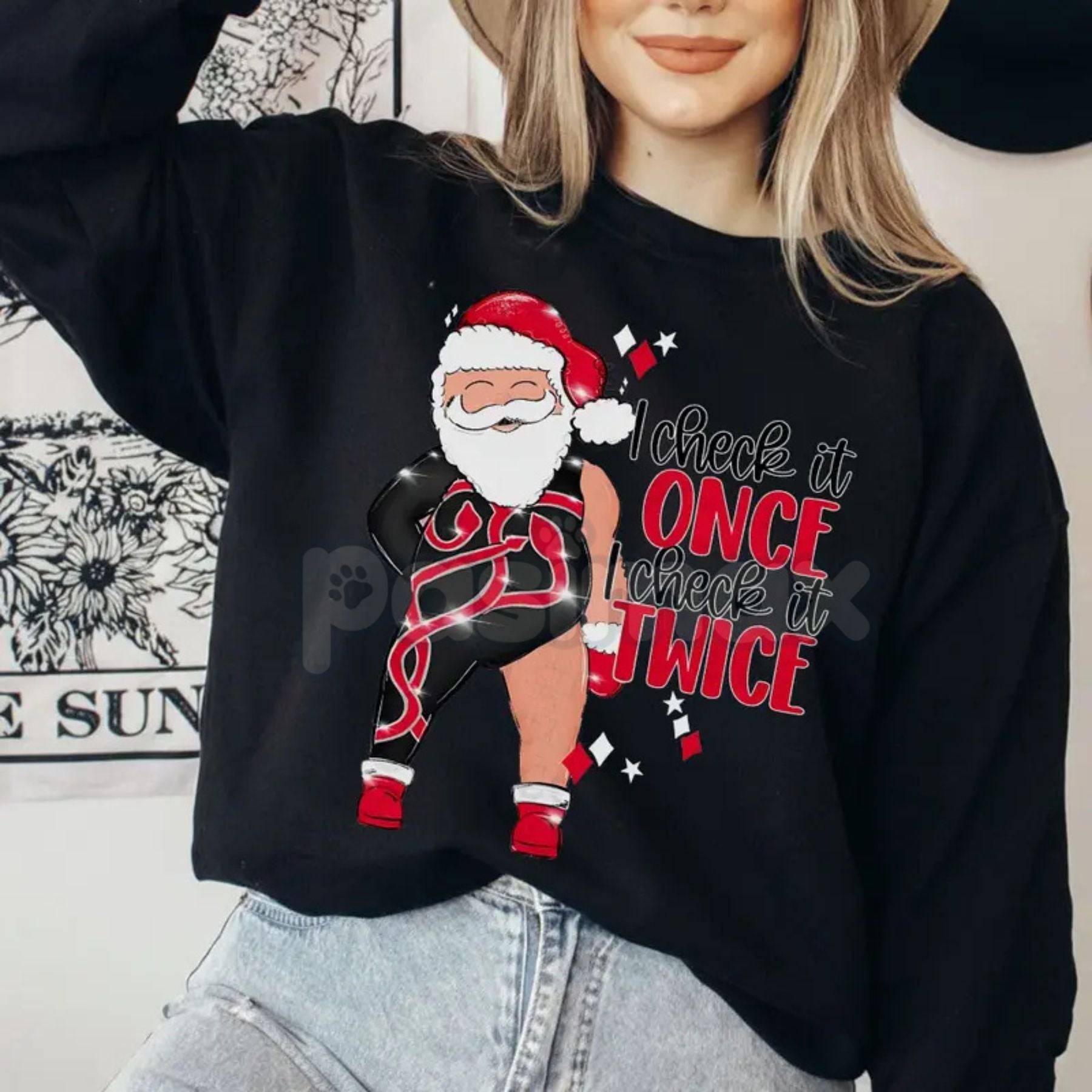 Santa I Check It Twice Era Inspired Unisex Sweatshirt | Funny Christmas Anxiety Jumper | Cozy Holiday Meme Crewneck Gift