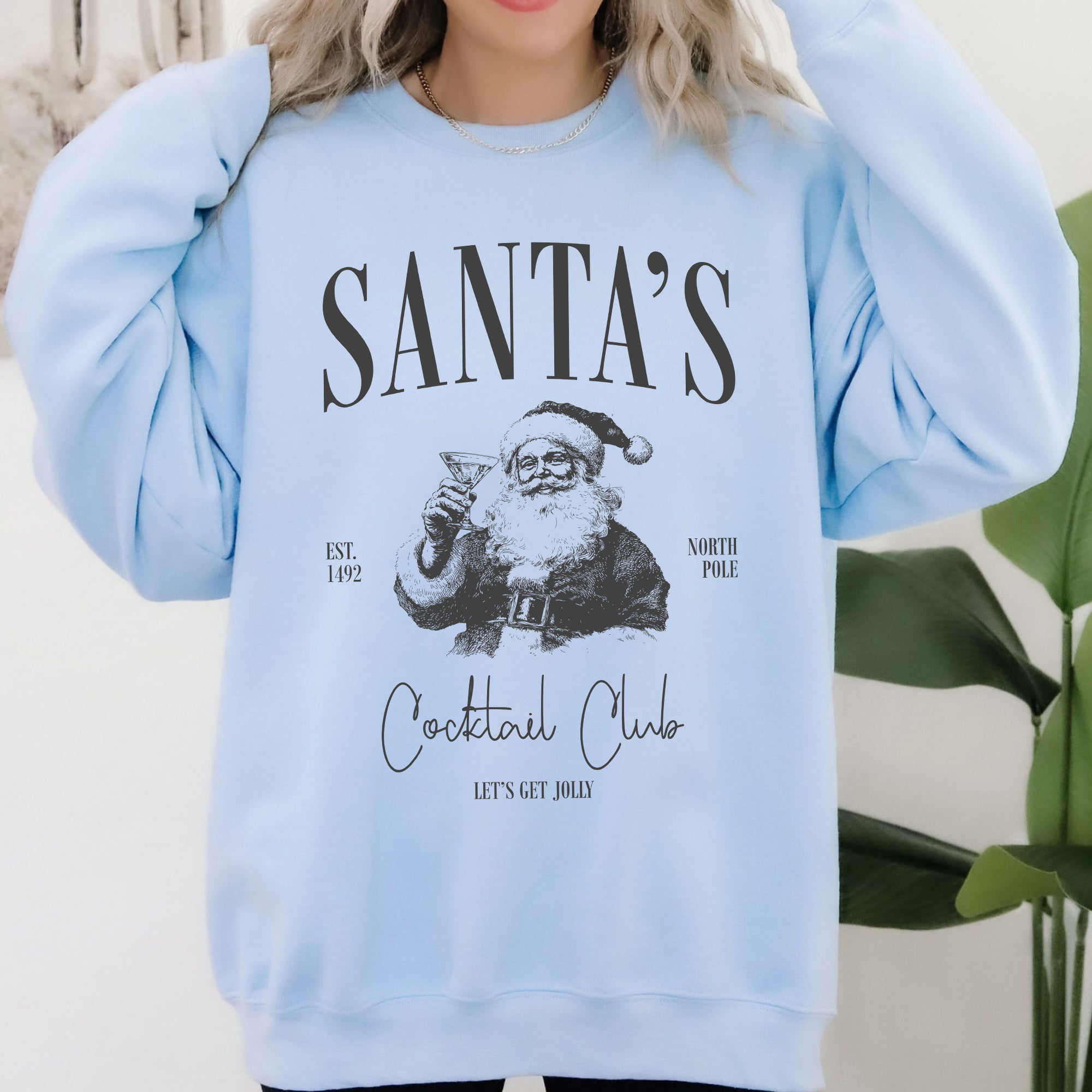 Santa's Cocktail Club, Merry Christmas, Bougie, Coquette Cozy Holiday Sweatshirt