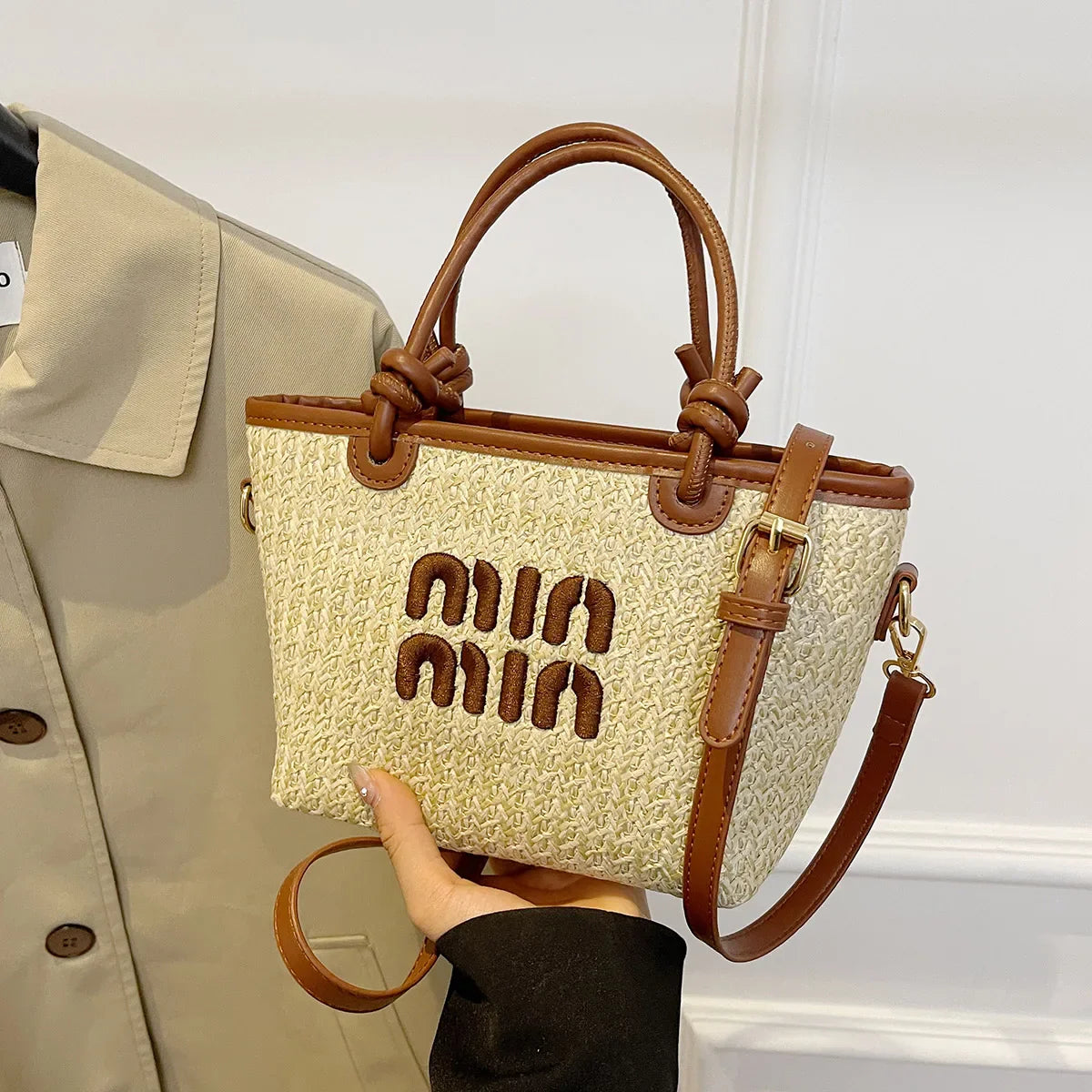 New Summer Beach Grass Woven Bag Women's Handbag Embroidered Thread Fashion Crossbody Bag Women's Unique Design Shoulder Bag