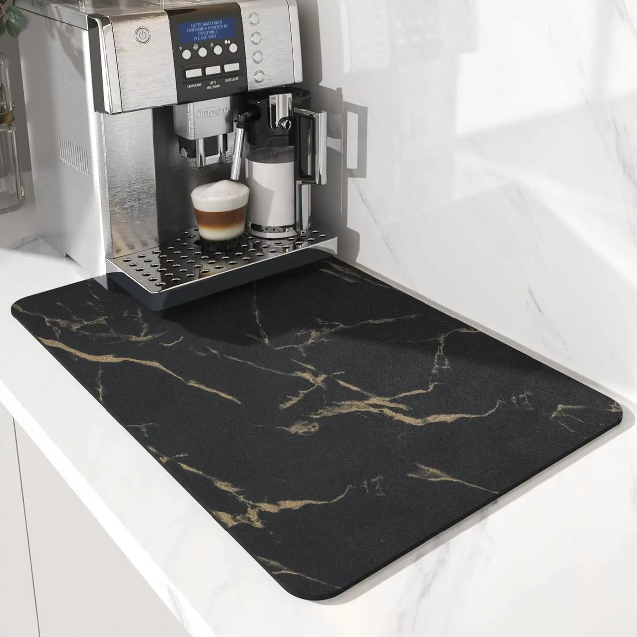 VIKAMA Coffee Machine Mat Rubber Backing Water-Absorbent Dish Drying Pad Kitchen Worktop Drainage Mat Home Decor