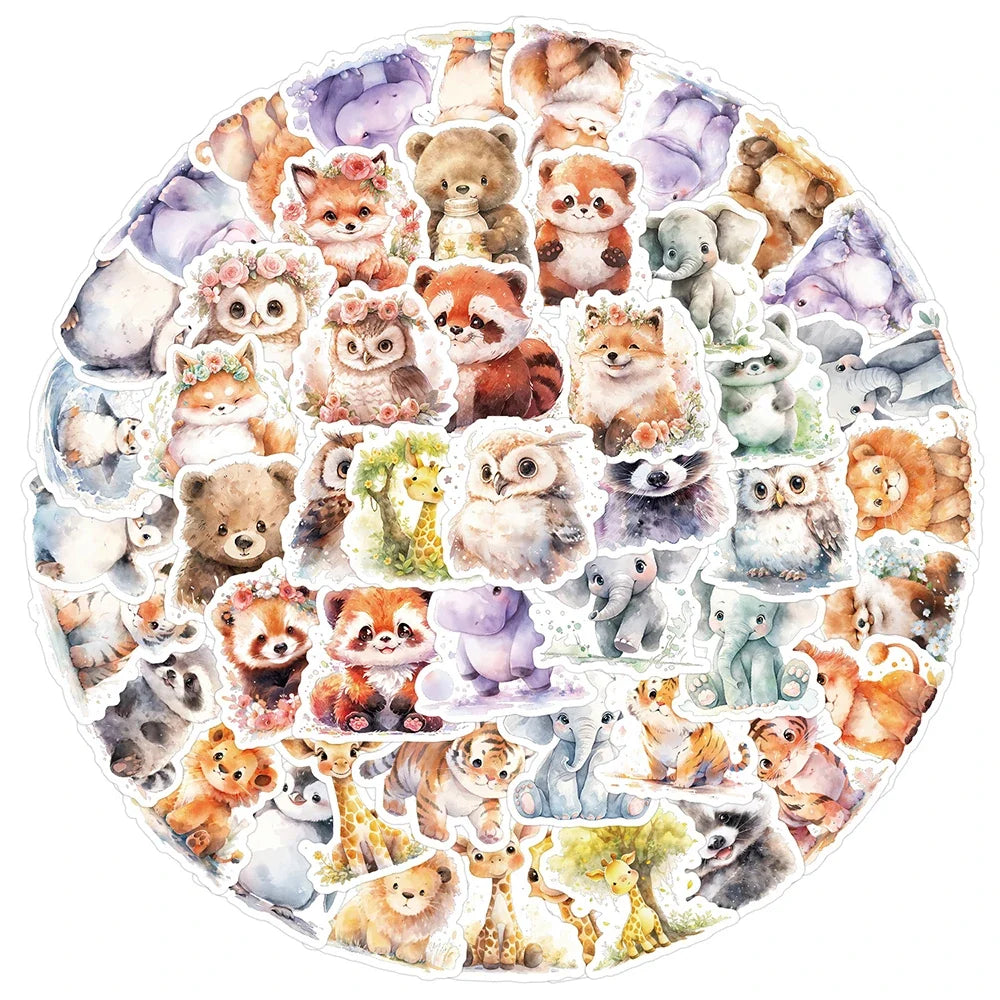 10/30/50pcs Kawaii Cartoon Animal Graffiti Stickers Cute Decals Kids Toys Phone Case Laptop Phone Suitcase Stationery Sticker