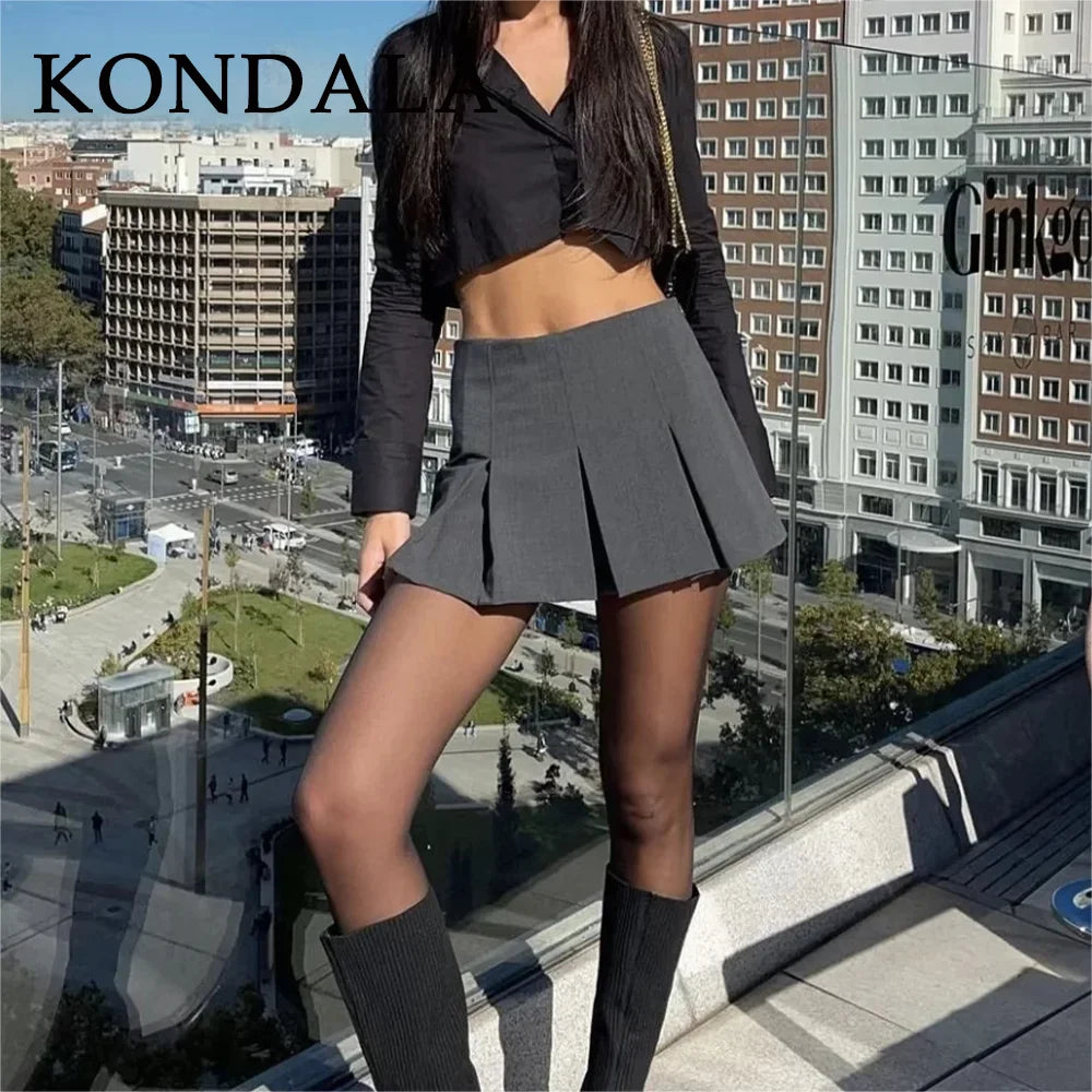 KONDALA 2026 Spring Summer Women Casual Tierred Mini Skirts Fashion Vintage Valentine‘s Day Ruffles Pleated Sexy Shorts Skirts