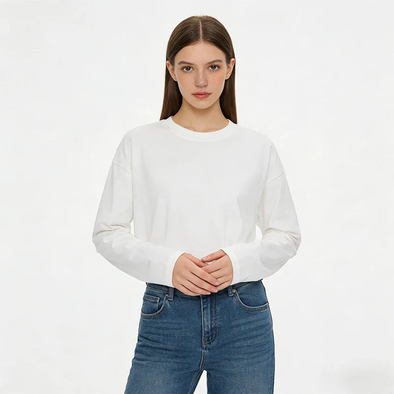 LEGIBLE 2026 Spring Autumn Long Sleeve Cotton T-Shirt Women Basic Tee Shirt Oversize T Shirt Women Casual O-neck Women tshirt