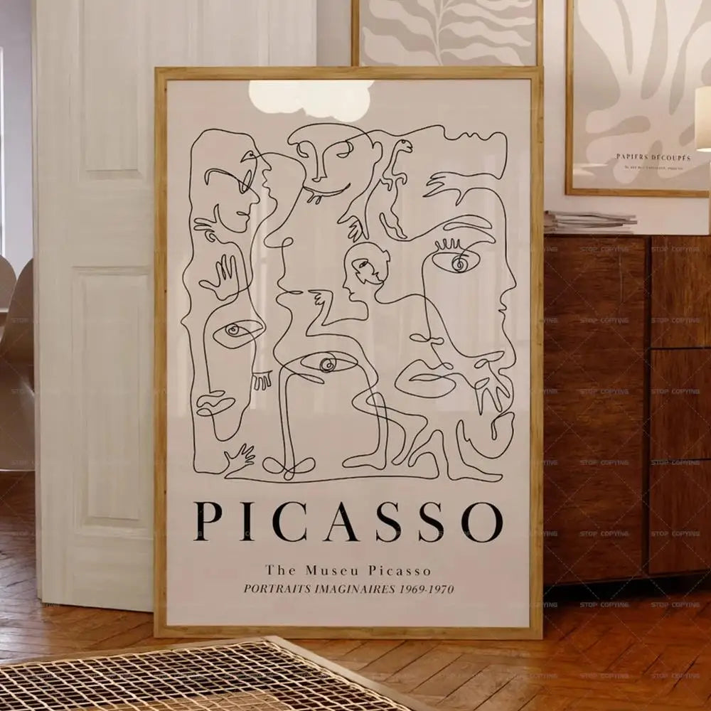 Mid Century Neutral Beige Gallery Matisse Picasso Exhibition Gift Wall Art Canvas Painting Posters For Living Room Home Decor