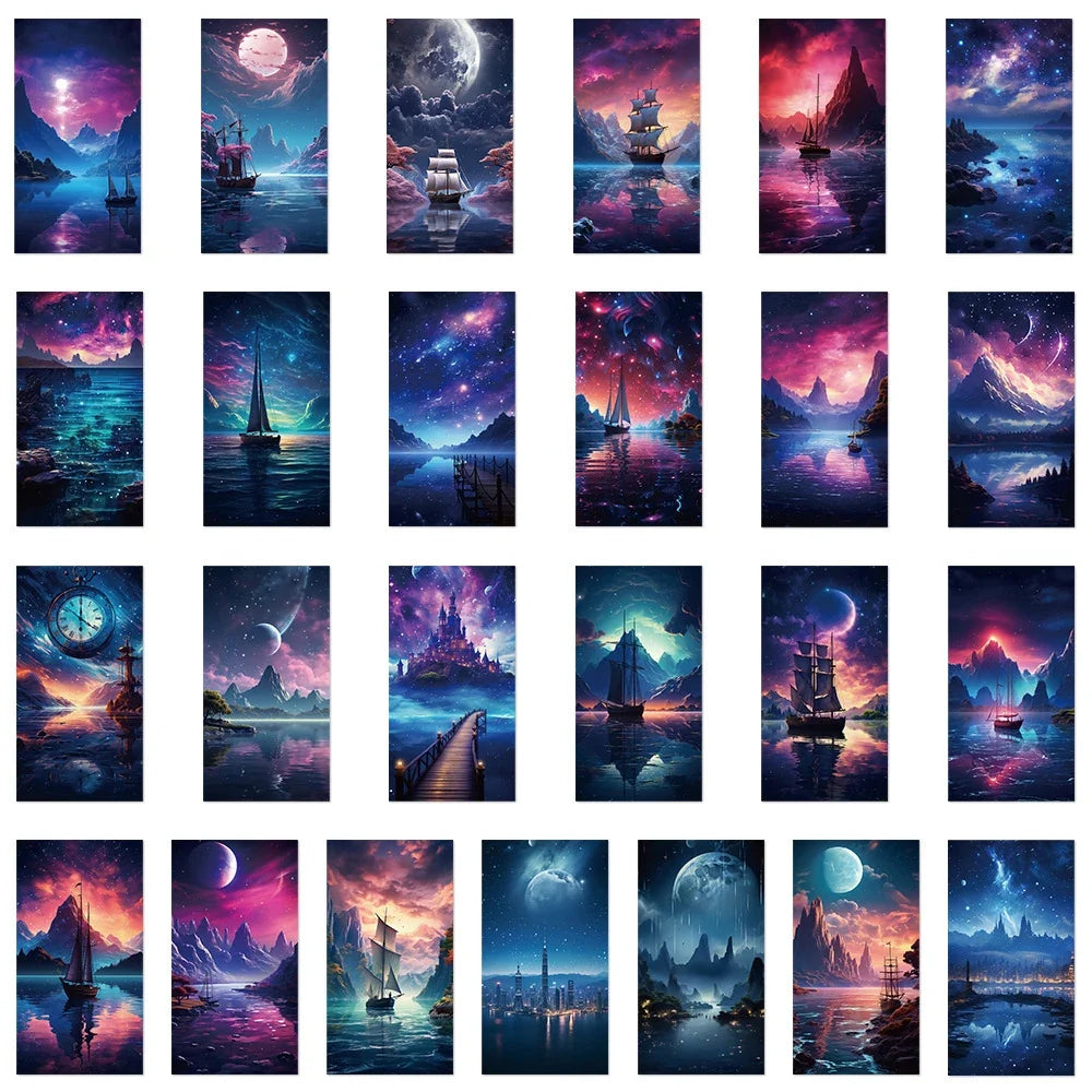 10/30/50pcs Kawaii Aesthetic landscape Sky Cartoon Stickers Cute Decal Kid Toy Laptop Notebook Phone Suitcase Stationery Sticker