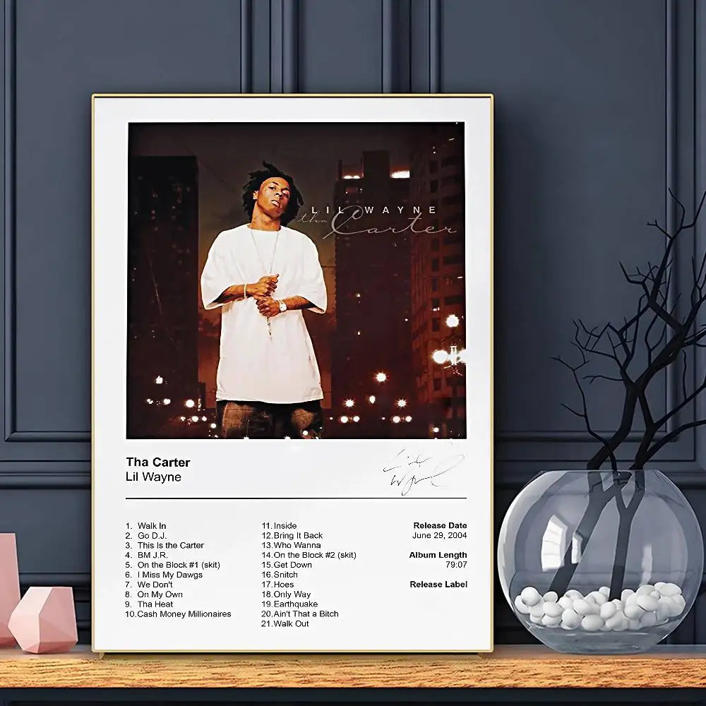 Rapper Lil Wayne Poster Sticky Wall Art Printing Waterproof Home Living Bed Room Bar Aesthetic Decor