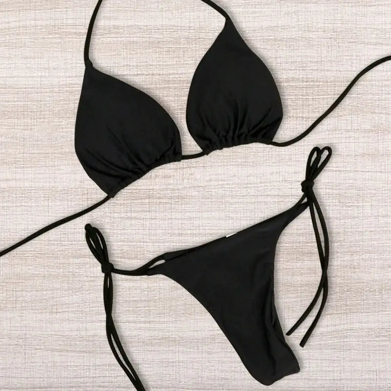 European and American Neck Strap Bikini Sexy Swimsuit WOMEN'S Split Strap Adjustable Multicolor SWIMSUIT SET