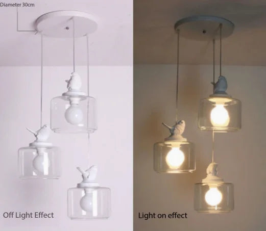 Birds Glass Pendant Lights For Dining Room Kitchen Bedroom Homestay Suspension Hanging Lamp E27 LED Christmas Gift Drop Shipping