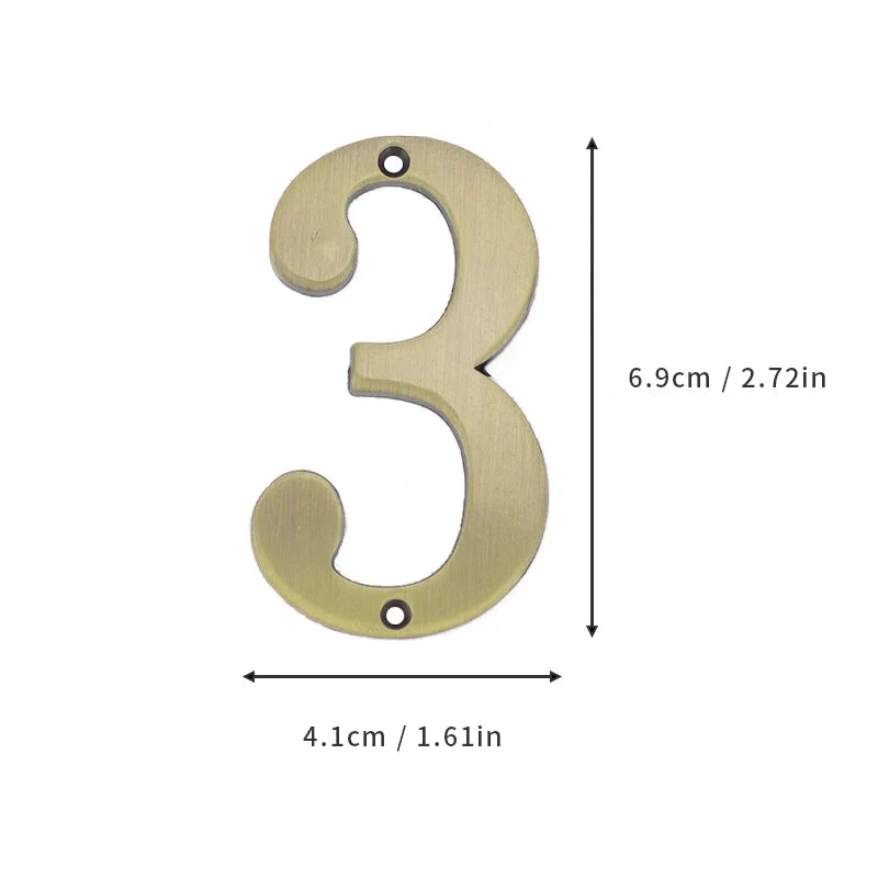 1Pcs 3Inch Metal House Numbers with M2 Screws Solid Zinc Alloy Mailbox Numbers 3D Address Numbers for Outside House Apartment