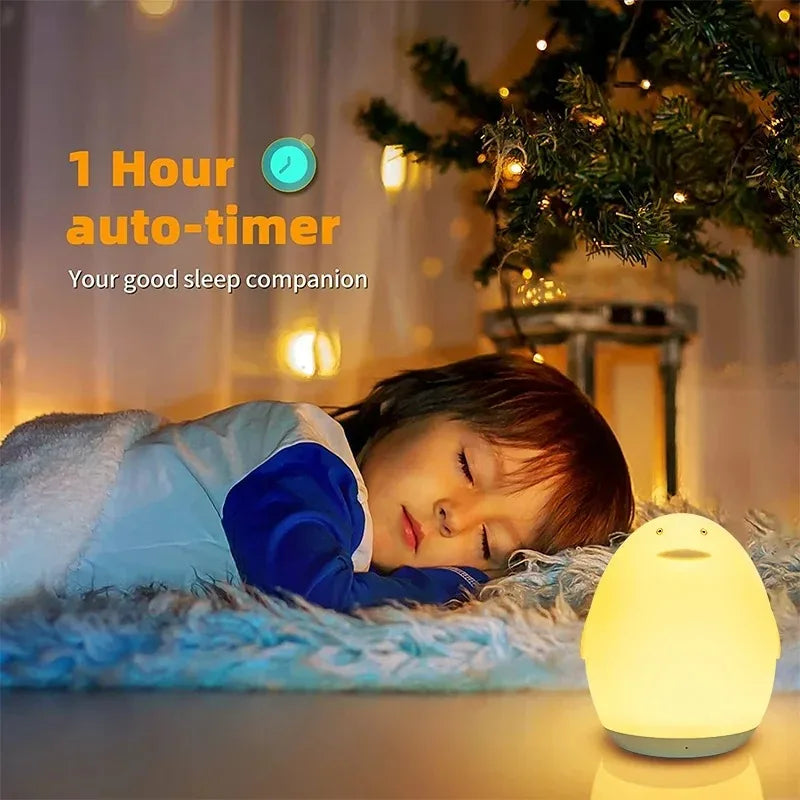 Penguin Egg Colorful RGB Night Light Silicone Baby Sleep Light Tap Change Light Color USB Charging Bedroom Bedhead Night Light