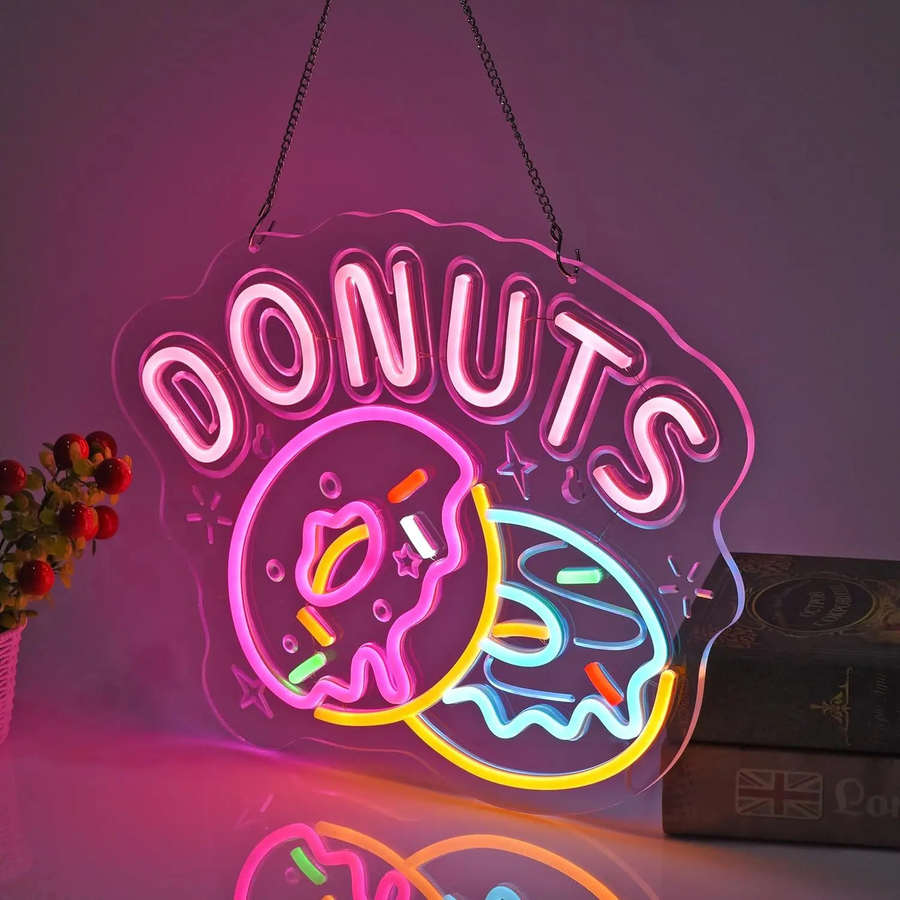 Donuts Neon Sign LED Donuts Neon Light USB Powered for Restaurants Bars Store Coffee Shops Western Restaurant Wall Decor
