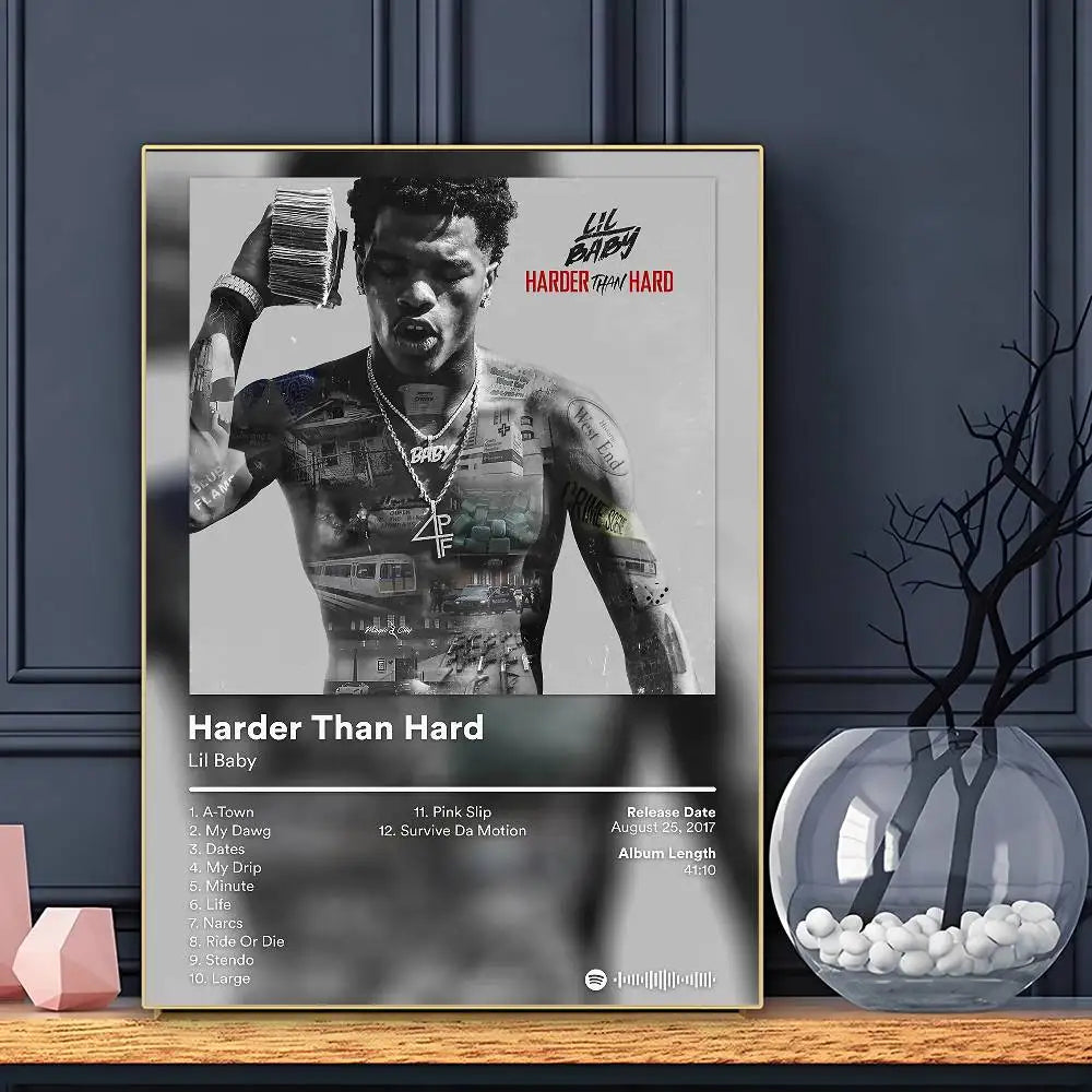 Rapper L-Lil B-Baby Poster Sticky Wall Art Printing Waterproof Home Living Bed Room Bar Aesthetic Decor