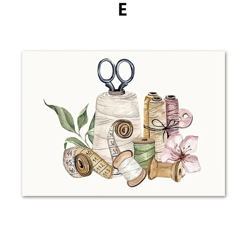 Bohemian, Wall Art, Women's Clothing, Sewing Machines, HD Canvas Print Posters for Home Living Room Bedroom Decoration